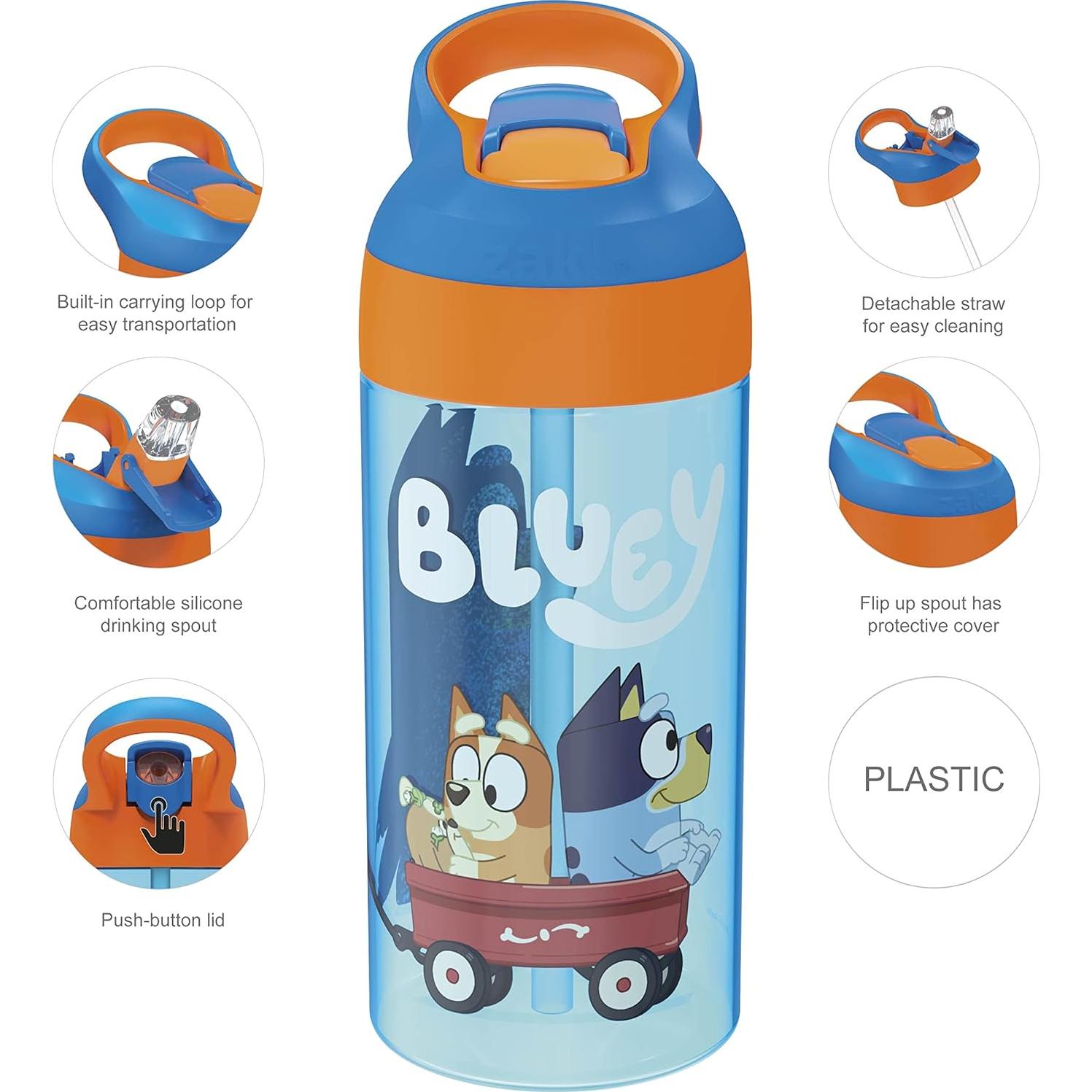 Set de 2 Botellas de Agua Zak Bluey 517 ml con Pajilla