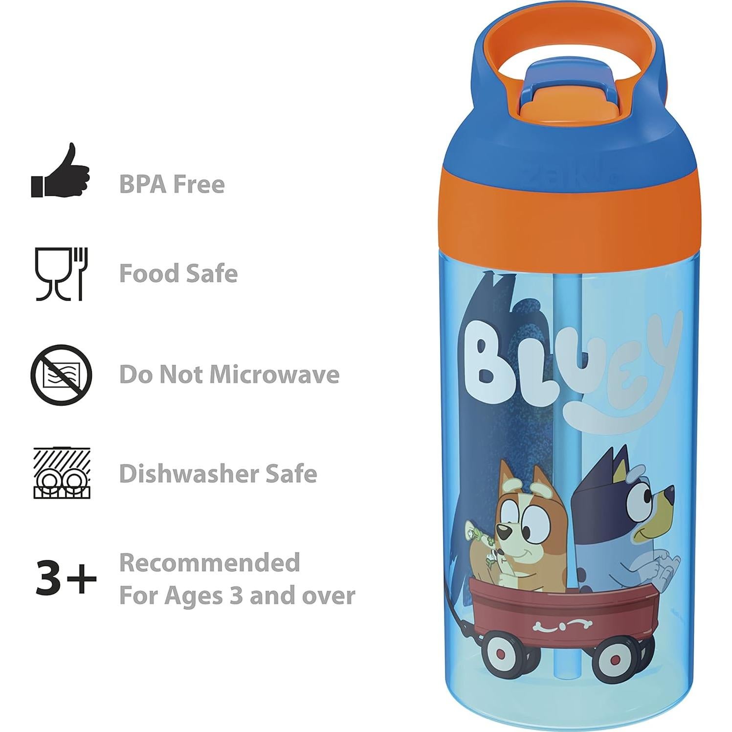 Set de 2 Botellas de Agua Zak Bluey 517 ml con Pajilla