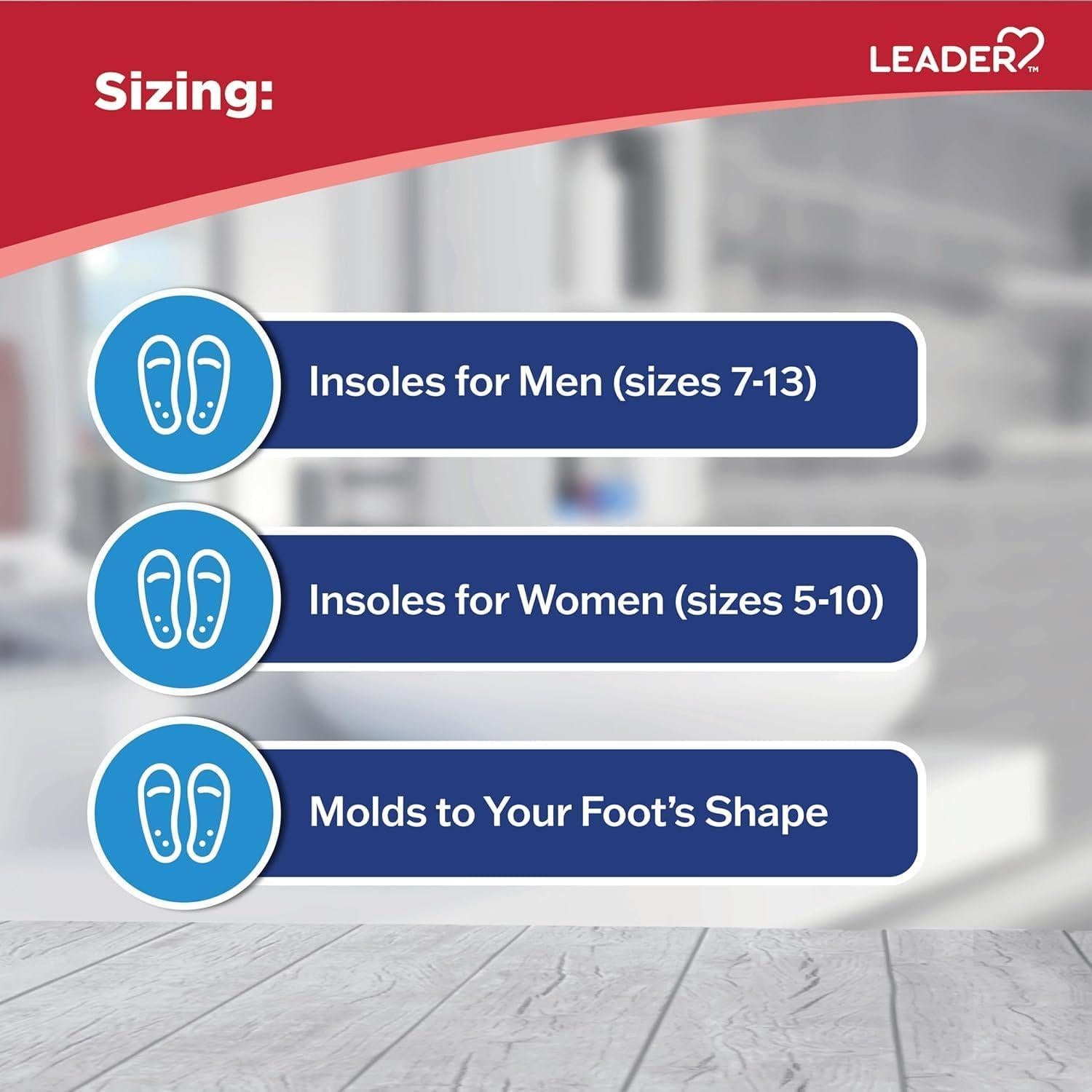 Plantillas de espuma Leader Air-Pillo unisex, recortables, 1 par