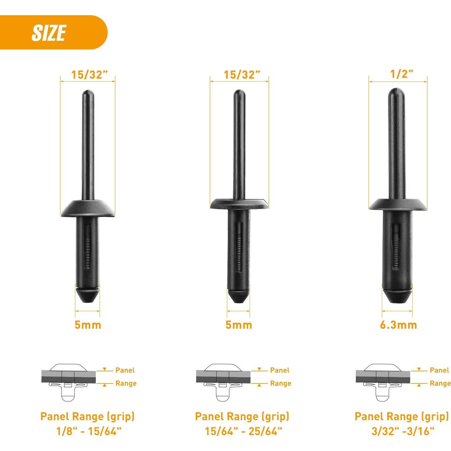 Juego de Remaches de Nylon GOOACC 115 Pcs Universal