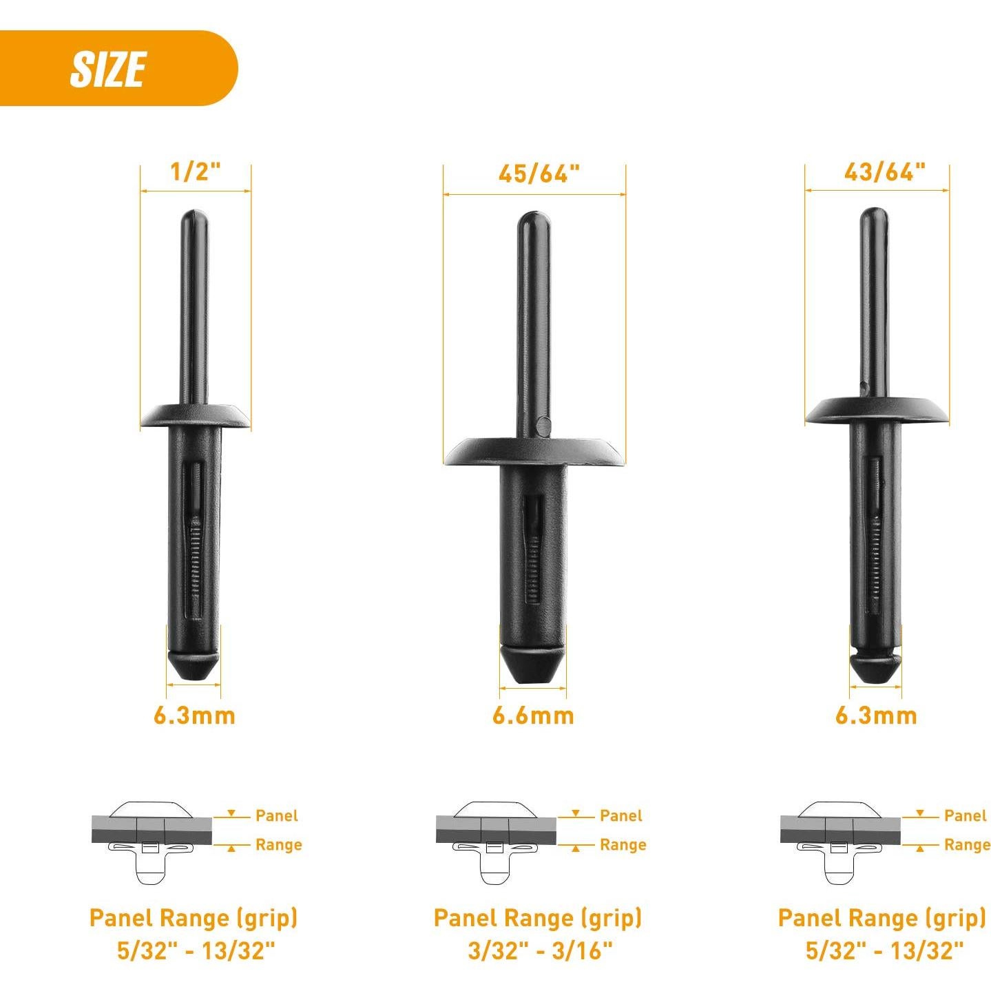 Juego de Remaches de Nylon GOOACC 115 Pcs Universal