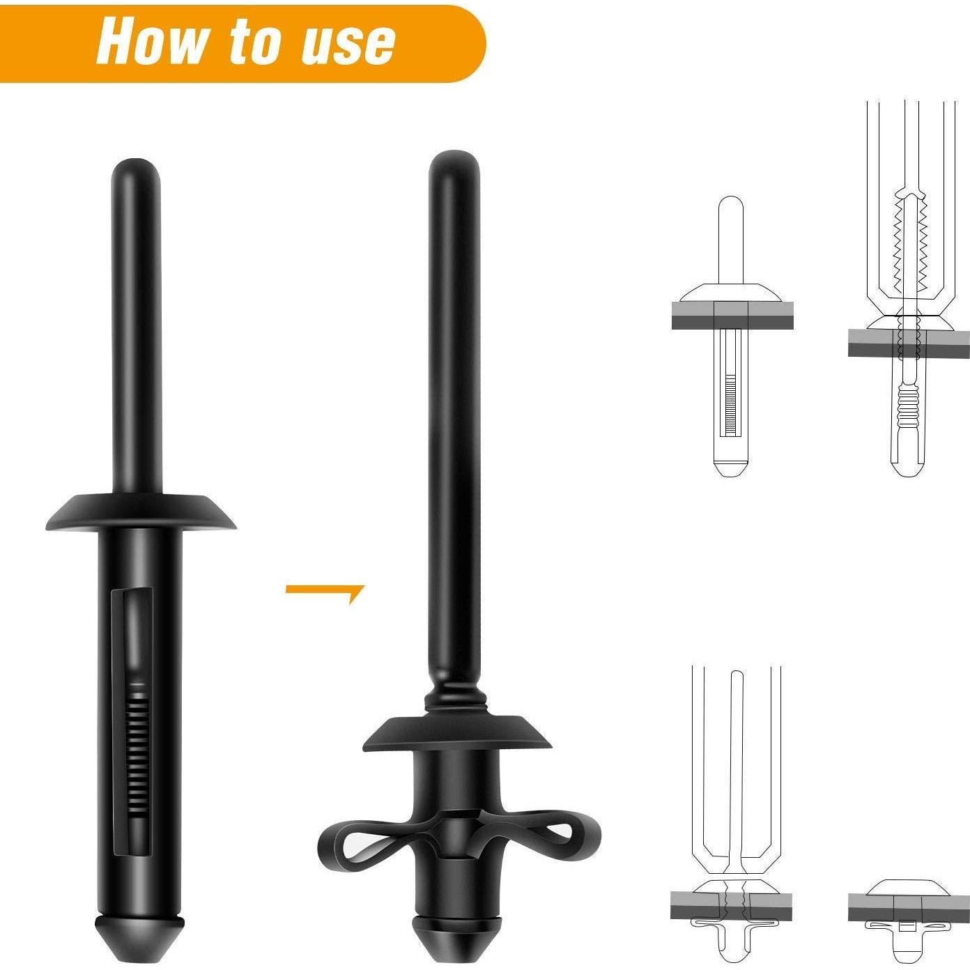 Juego de Remaches de Nylon GOOACC 115 Pcs Universal