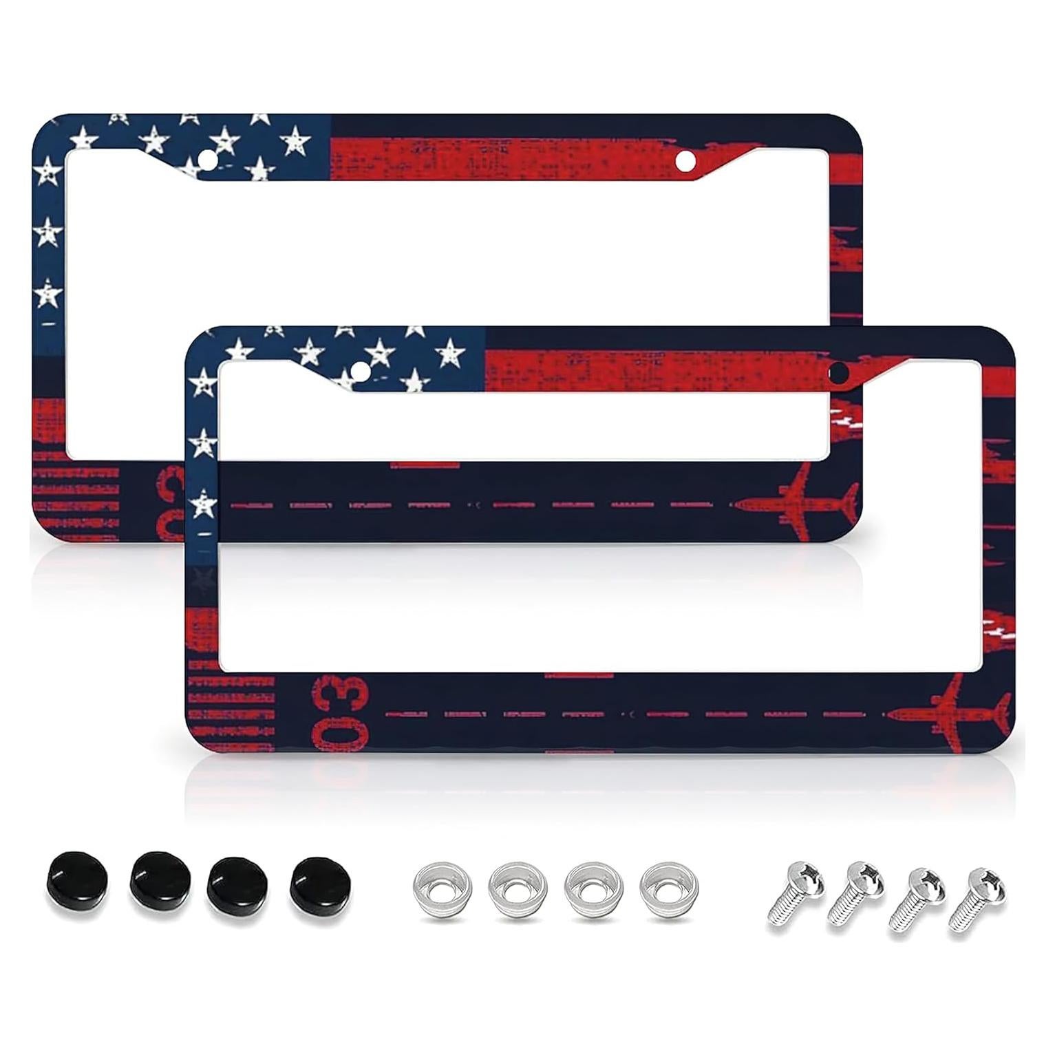 Marco de Placa de Licencia Aluminio LBHGUJGUG Bandera Americana 31x16cm