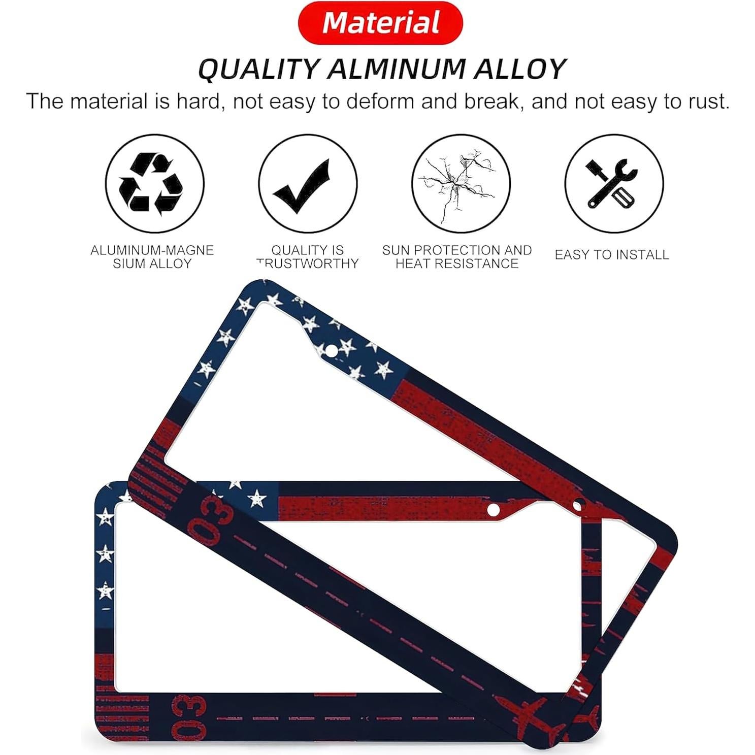 Marco de Placa de Licencia Aluminio LBHGUJGUG Bandera Americana 31x16cm