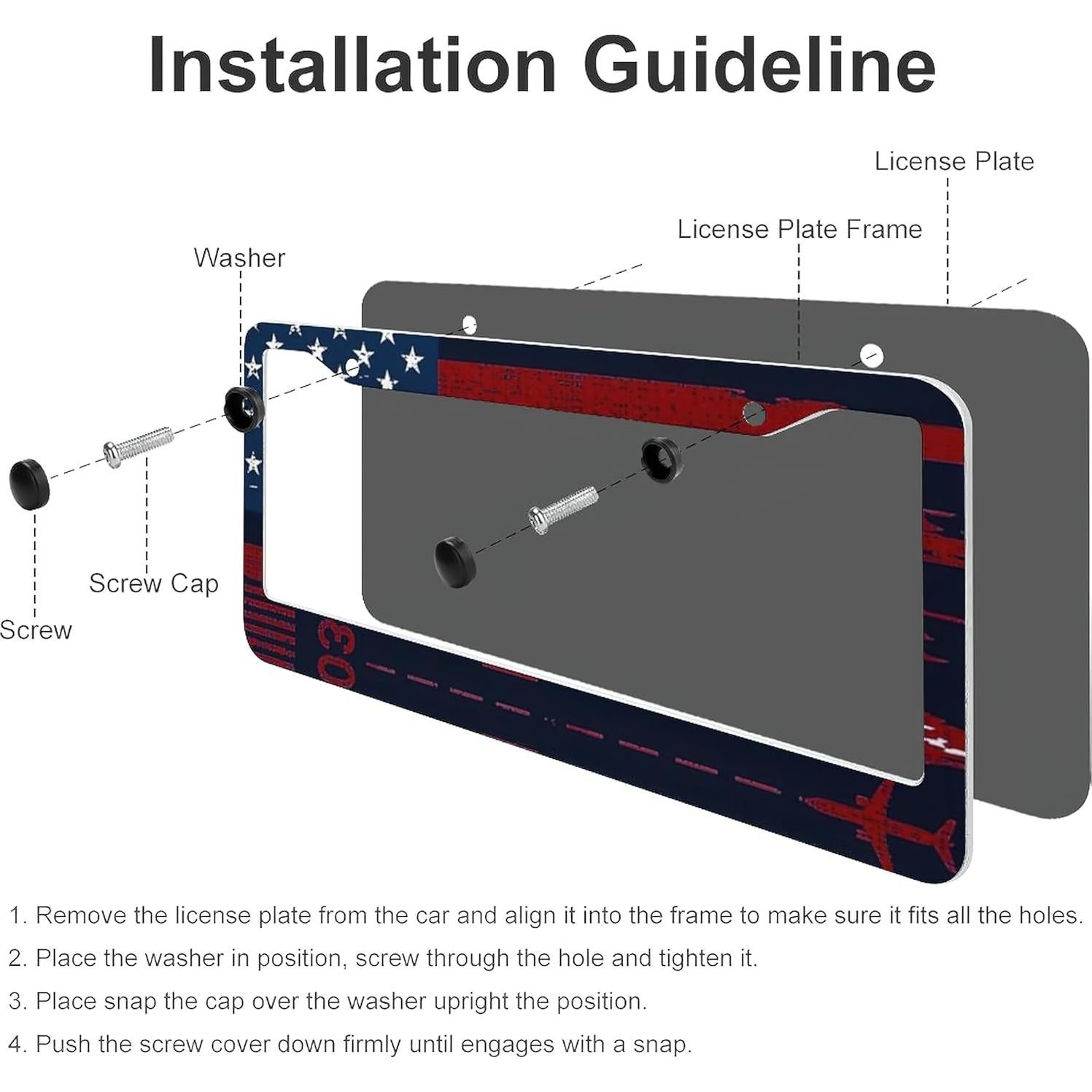 Marco de Placa de Licencia Aluminio LBHGUJGUG Bandera Americana 31x16cm