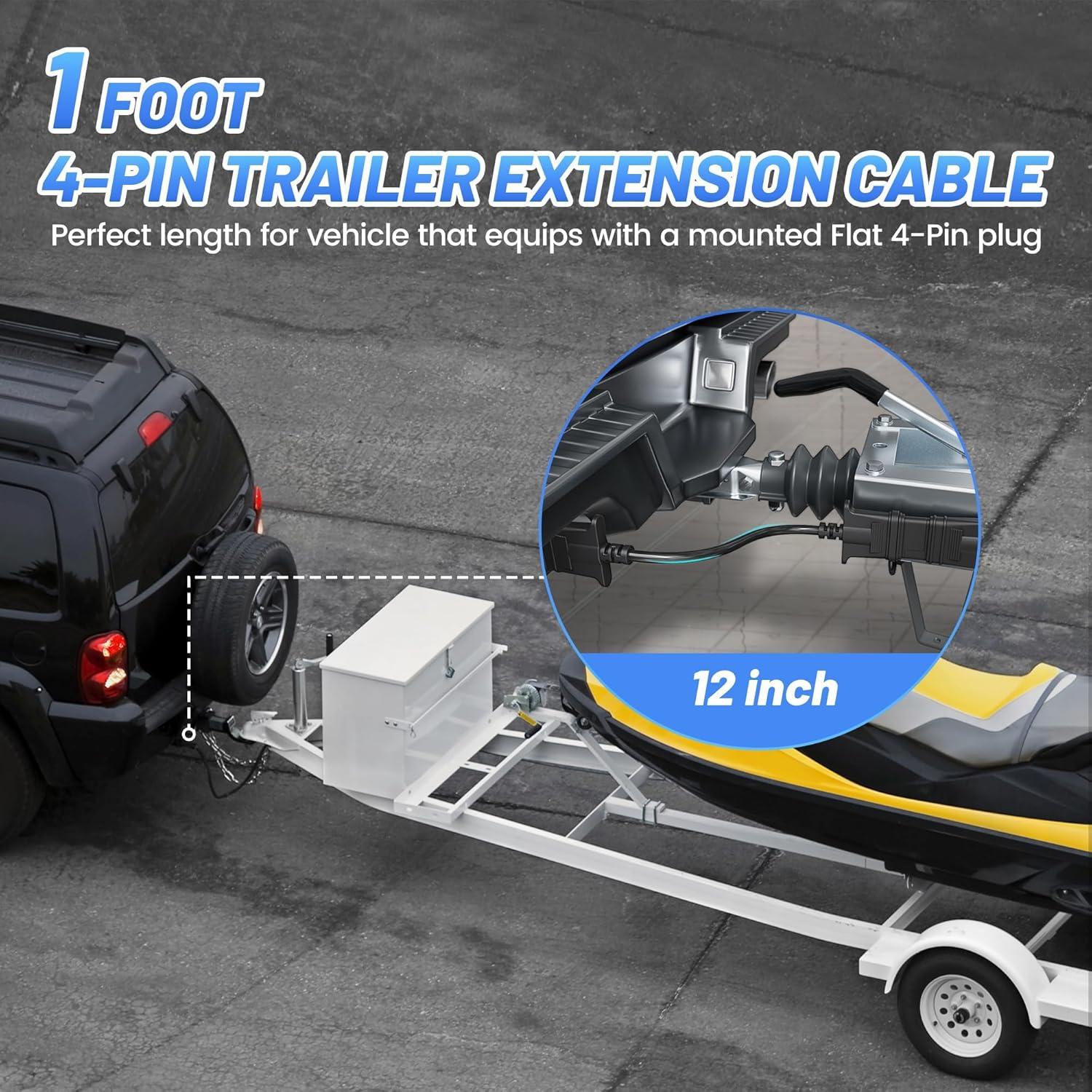 Cable de Extensión de Remolque MECMO 4 Pines 30.48 cm