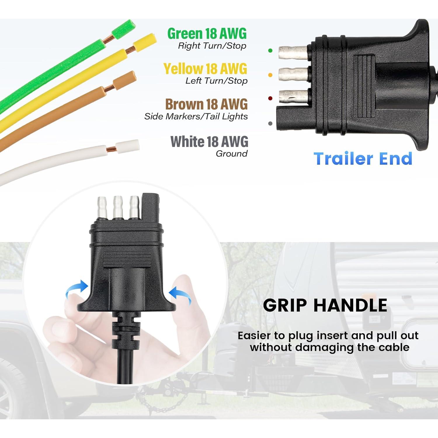 Cable de Extensión de Remolque MECMO 4 Pines 30.48 cm
