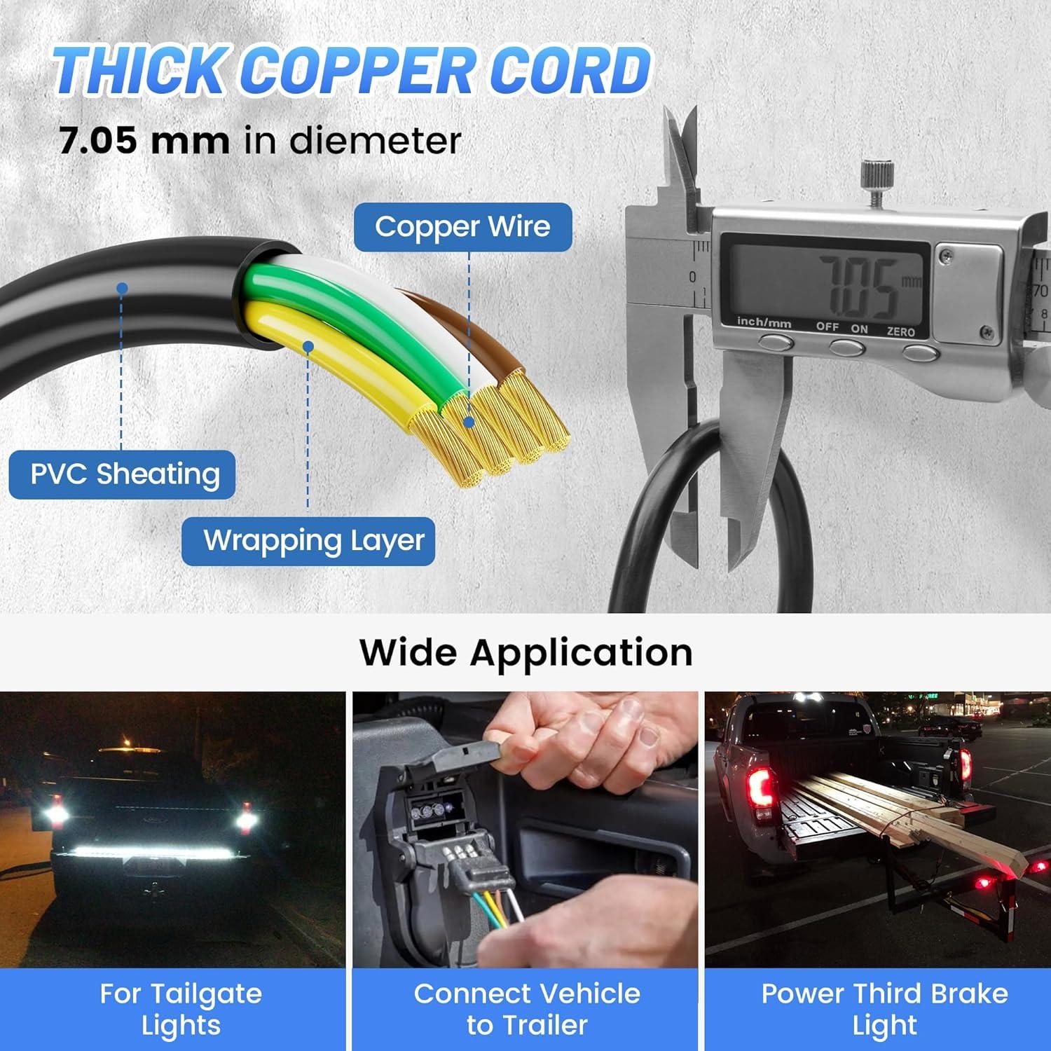 Cable de Extensión de Remolque MECMO 4 Pines 30.48 cm