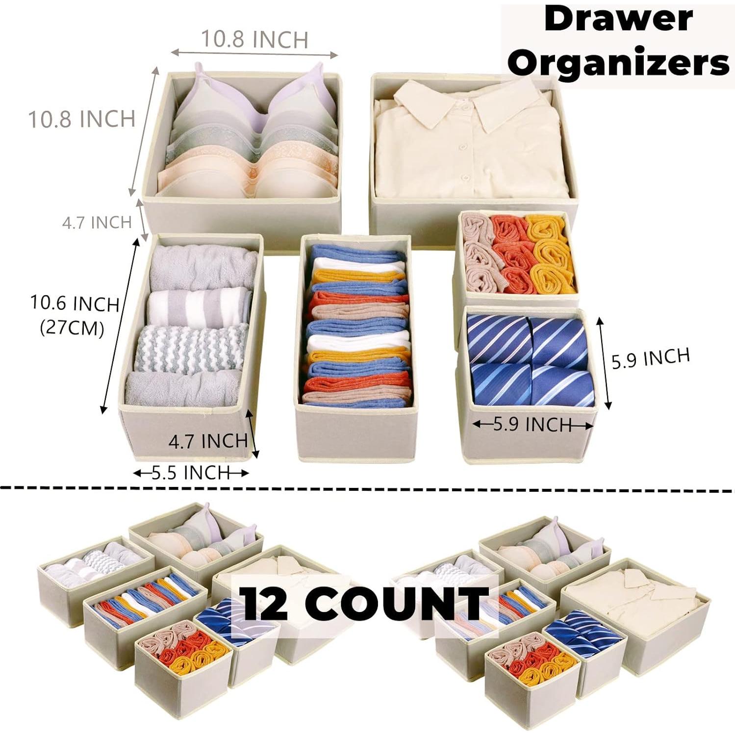 12 Organizadores de Cajones Fordonral Plegables Beige 27.5x27x15 cm