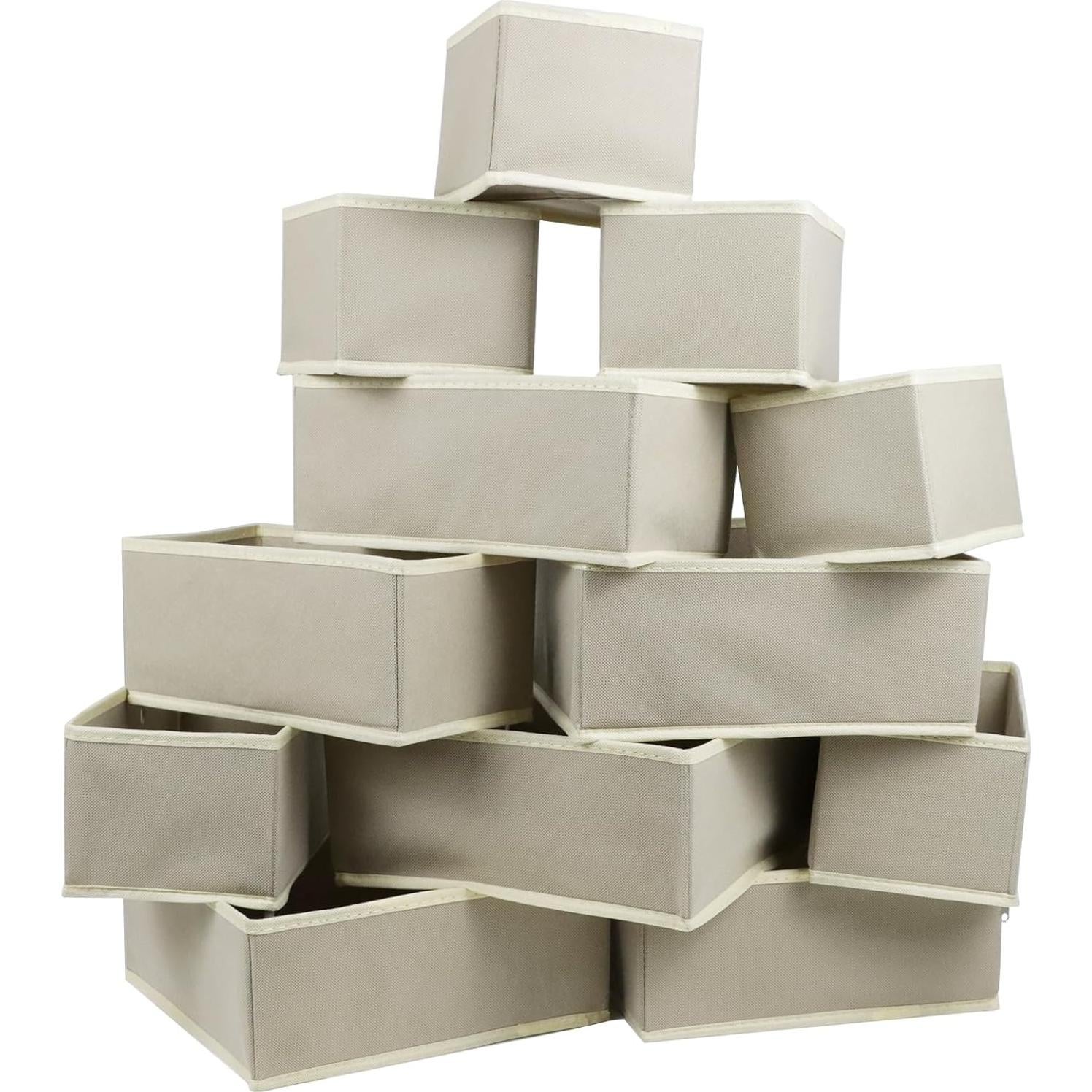 12 Organizadores de Cajones Fordonral Plegables Beige 27.5x27x15 cm