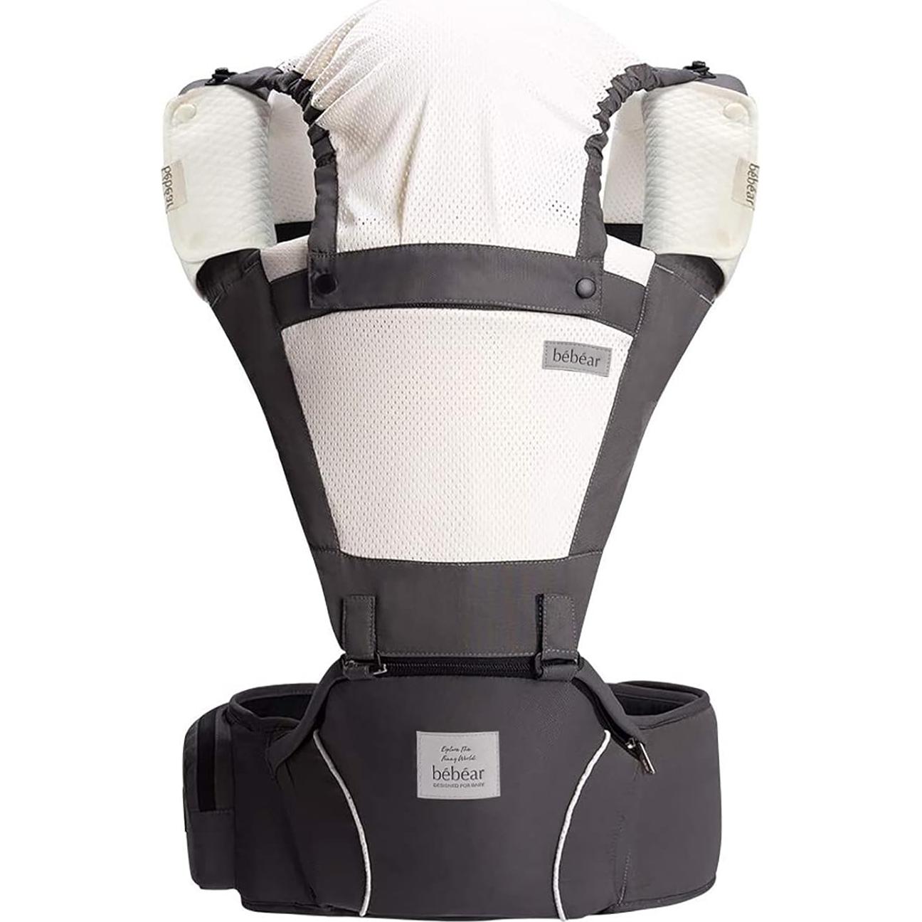 Portabebés Bebamour 2 en 1 Gris Oscuro - Asiento Cadera y Frontal