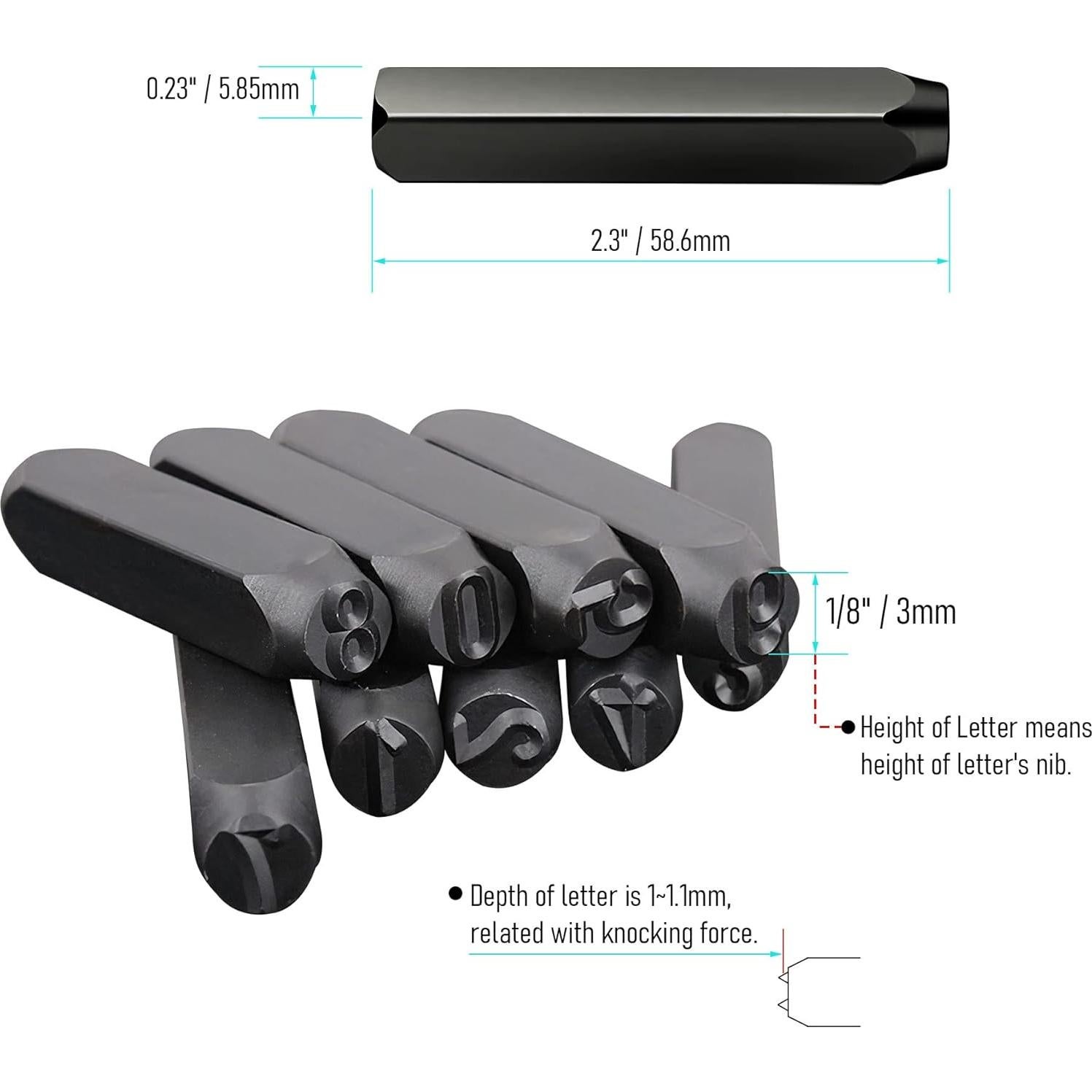 Juego de Sellos de Números y Letras FOCMKEAS 36 PCS 3mm