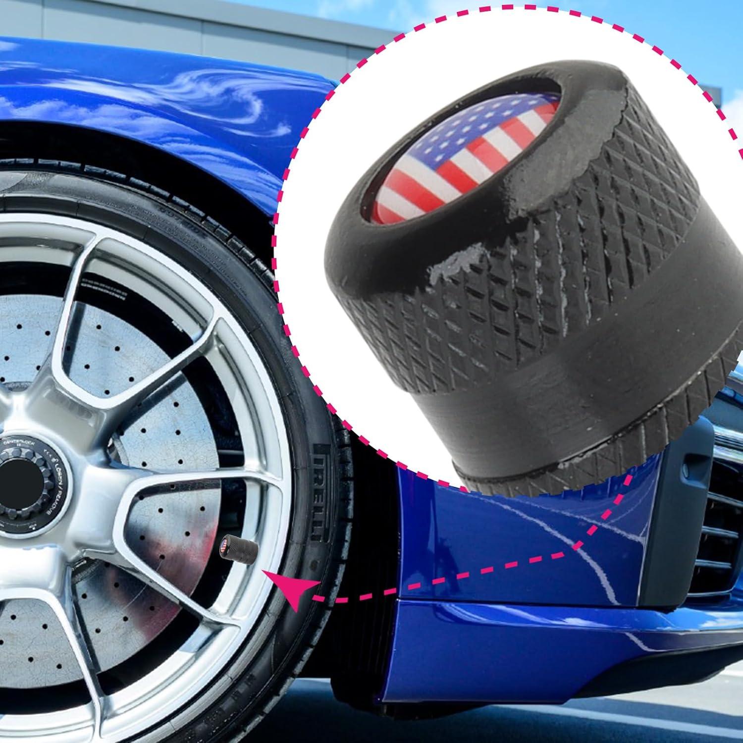 Tapas de Válvula de Neumático Zinytrae 5 pcs Aluminio Negro