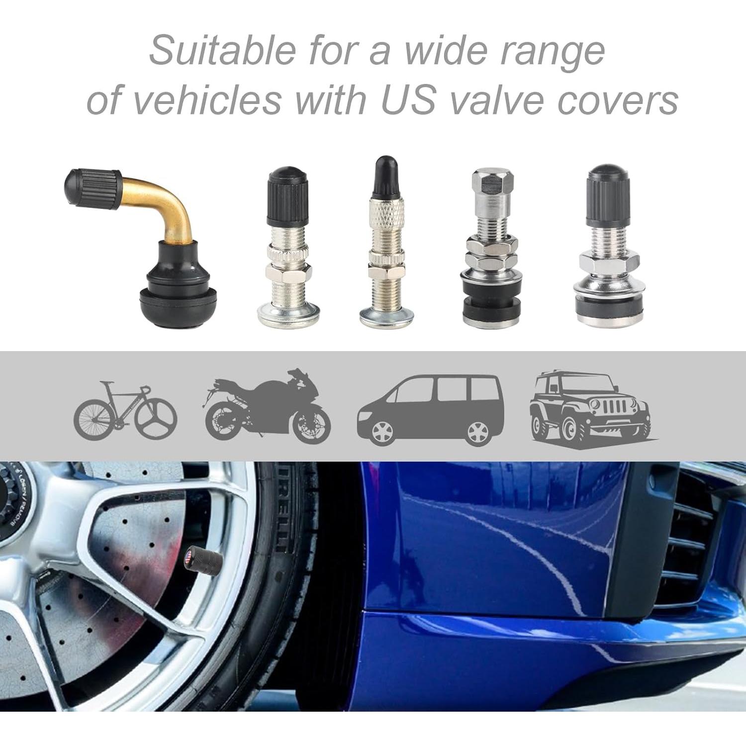 Tapas de Válvula de Neumático Zinytrae 5 pcs Aluminio Negro