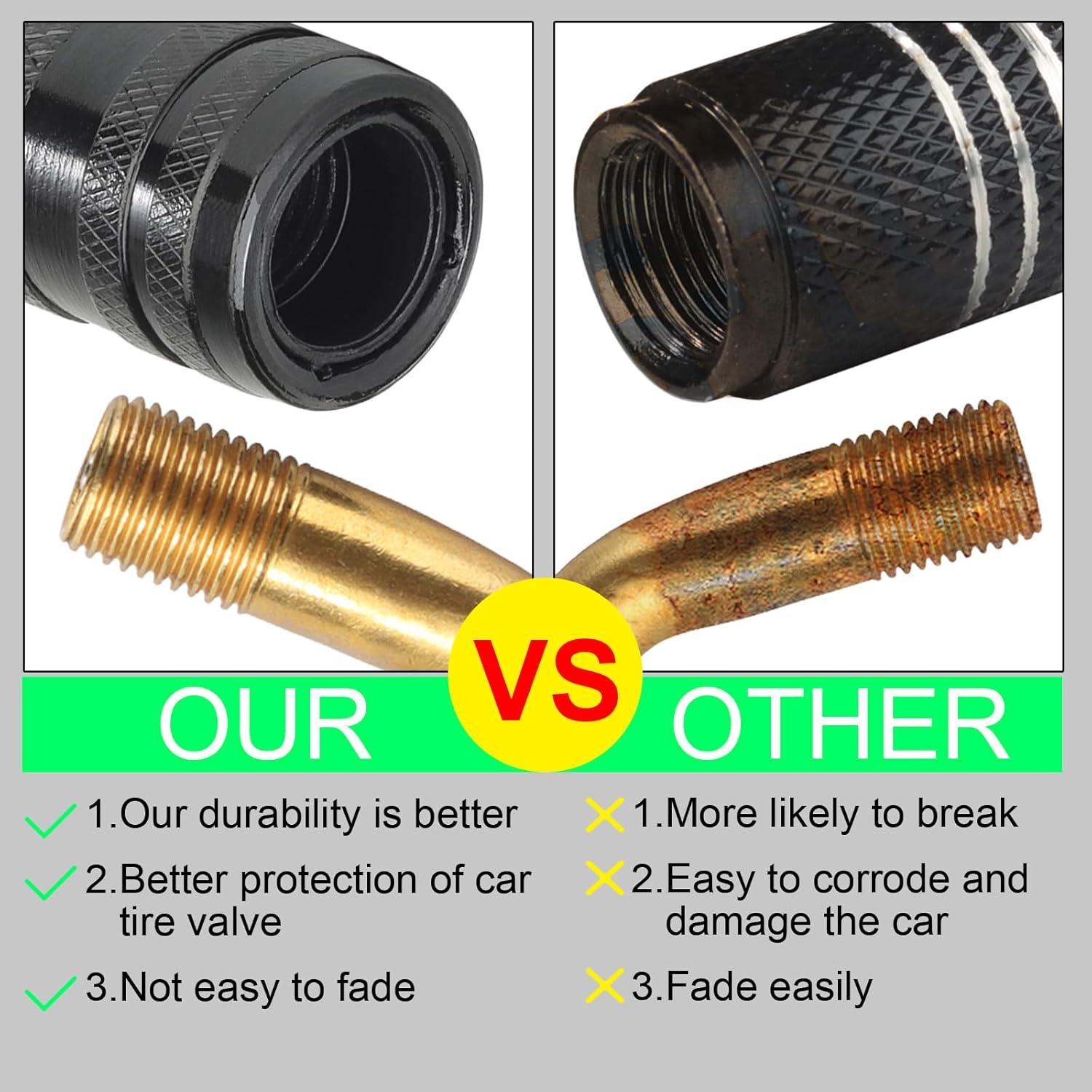 Tapas de Válvula de Neumático Zinytrae 5 pcs Aluminio Negro