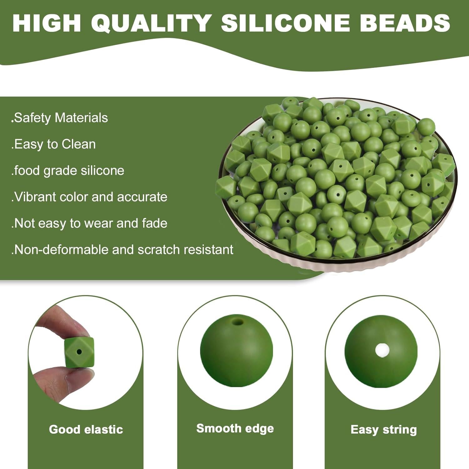 150 Perlas de Silicona Aoughthee para Manualidades - Redondas, Hexagonales y Oblatas