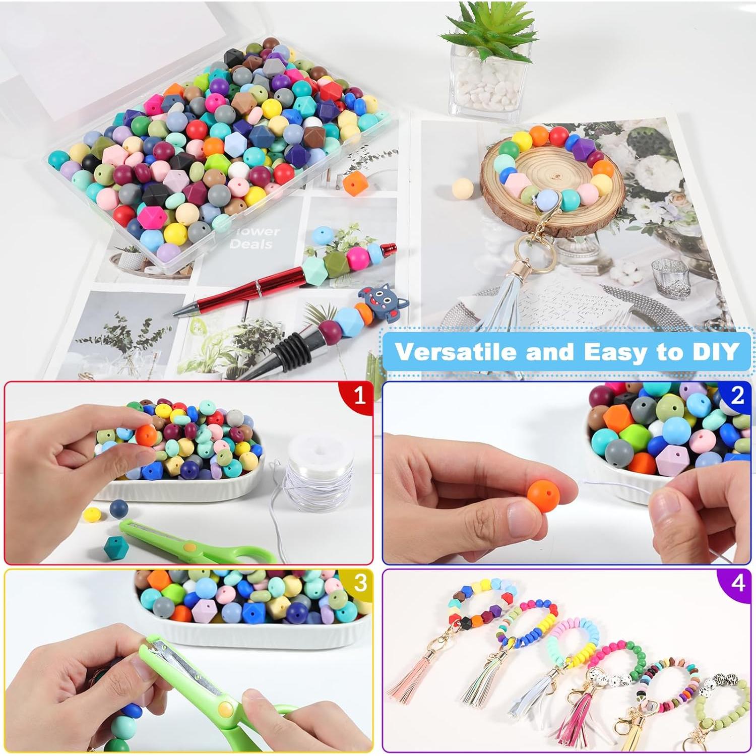 150 Perlas de Silicona Aoughthee para Manualidades - Redondas, Hexagonales y Oblatas