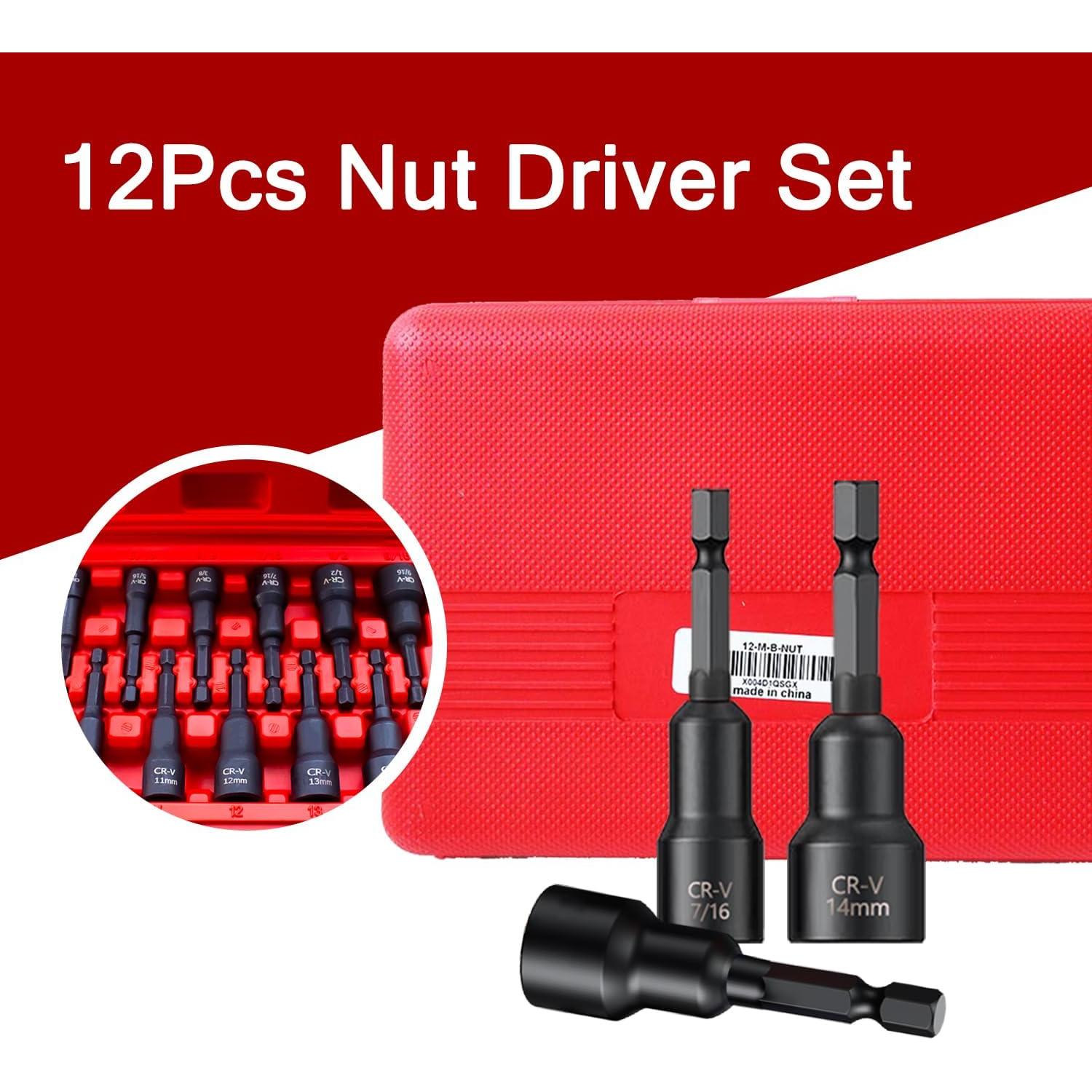 Juego de 12 Piezas Destornillador Magnético PANOVOS SAE Métrico