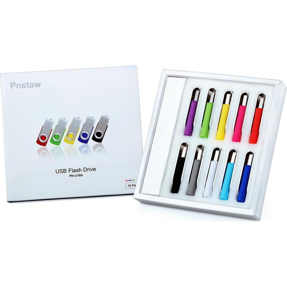Paquete de 10 Unidades Flash USB 2.0 128MB Pnstaw Multi Color