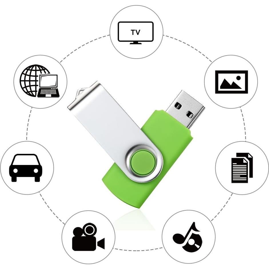 Paquete de 10 Unidades Flash USB 2.0 128MB Pnstaw Multi Color