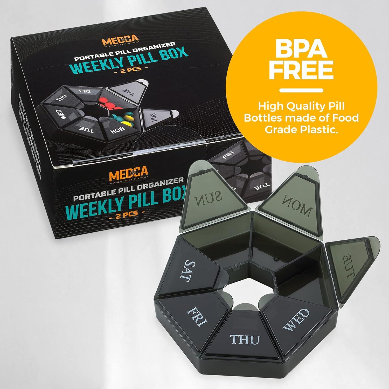 Organizador Semanal de Pastillas MEDca - Paquete de 2, 7 Compartimentos