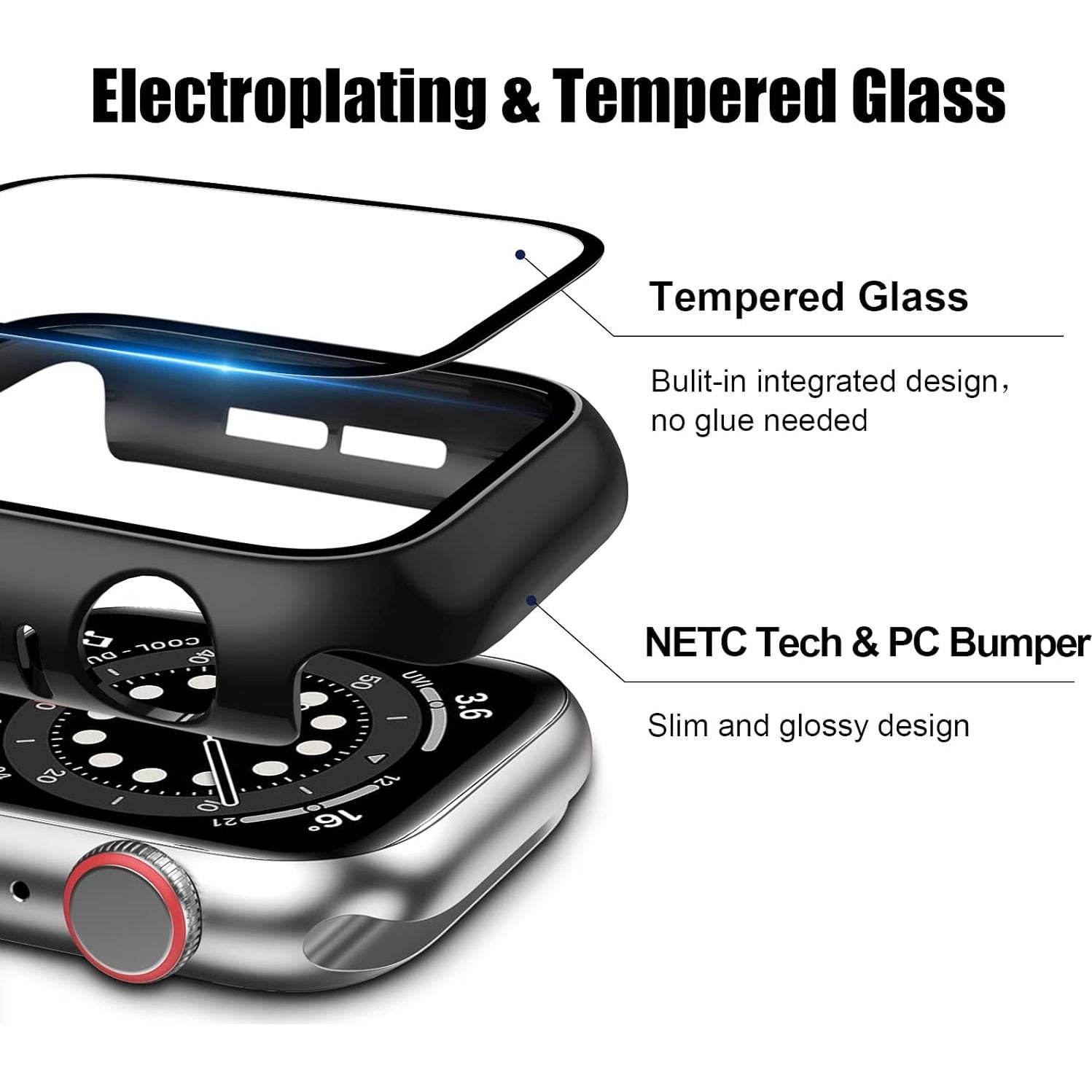 Paquete de 14 fundas con protector de pantalla para Apple Watch 10 42mm