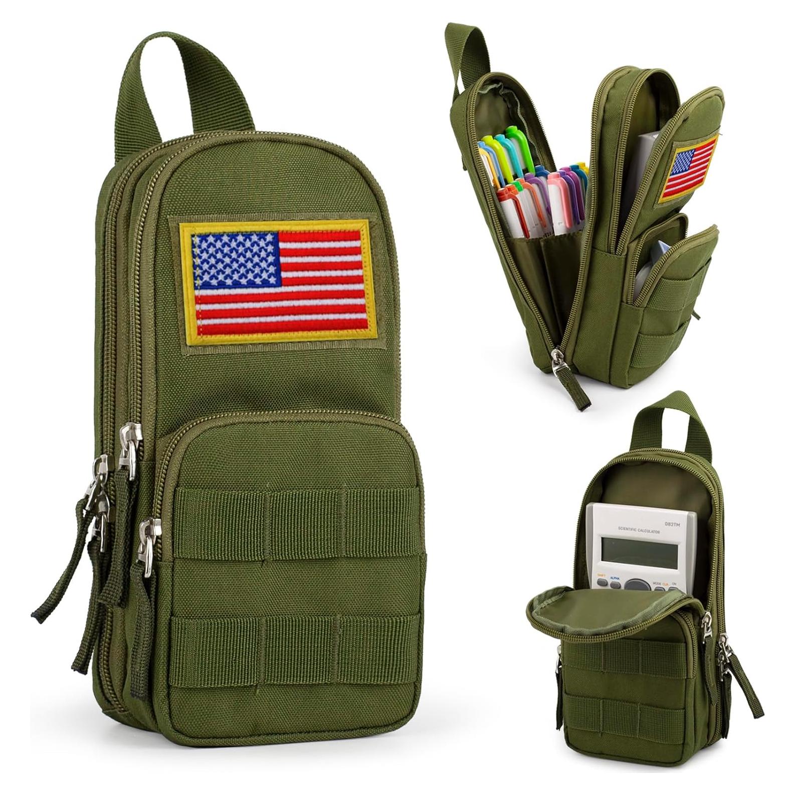 Estuche Táctico BERRYRIZZ Verde Organizador de Lápices 22x10cm