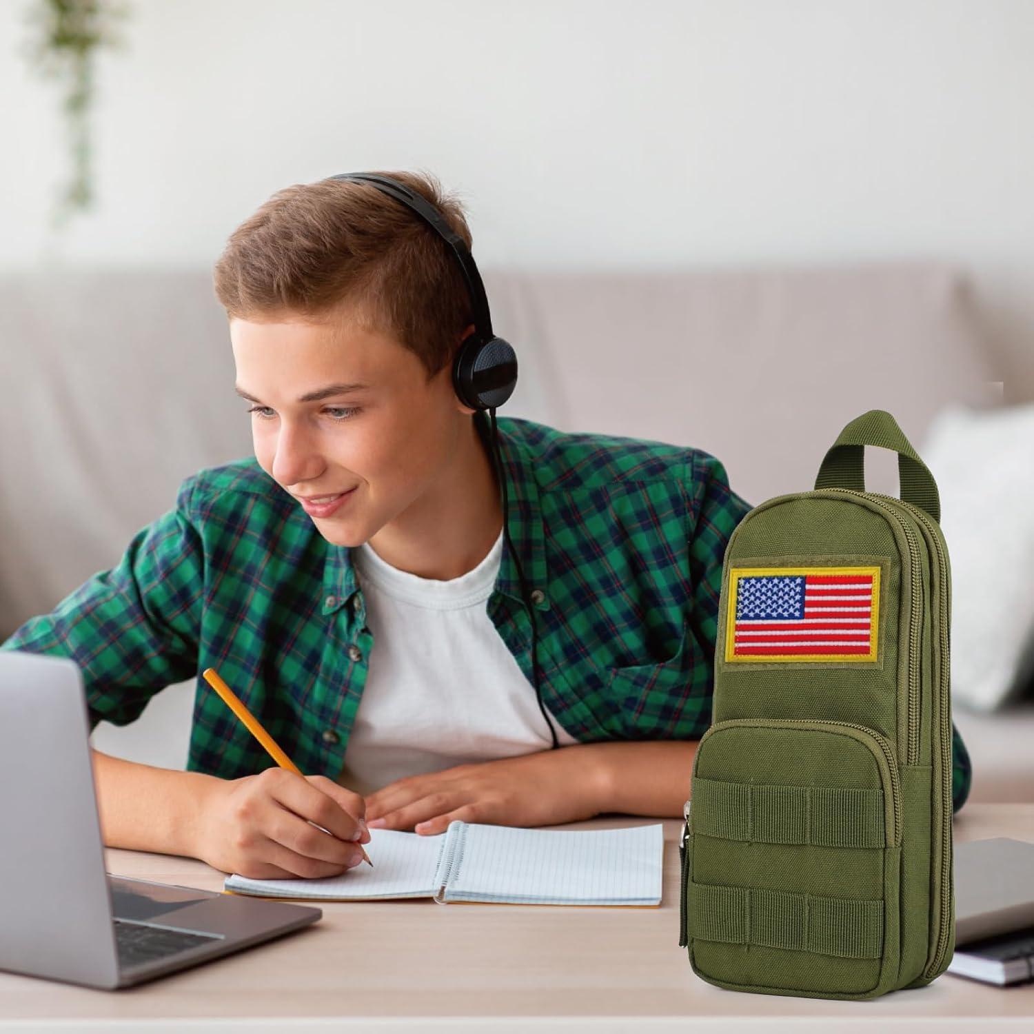 Estuche Táctico BERRYRIZZ Verde Organizador de Lápices 22x10cm