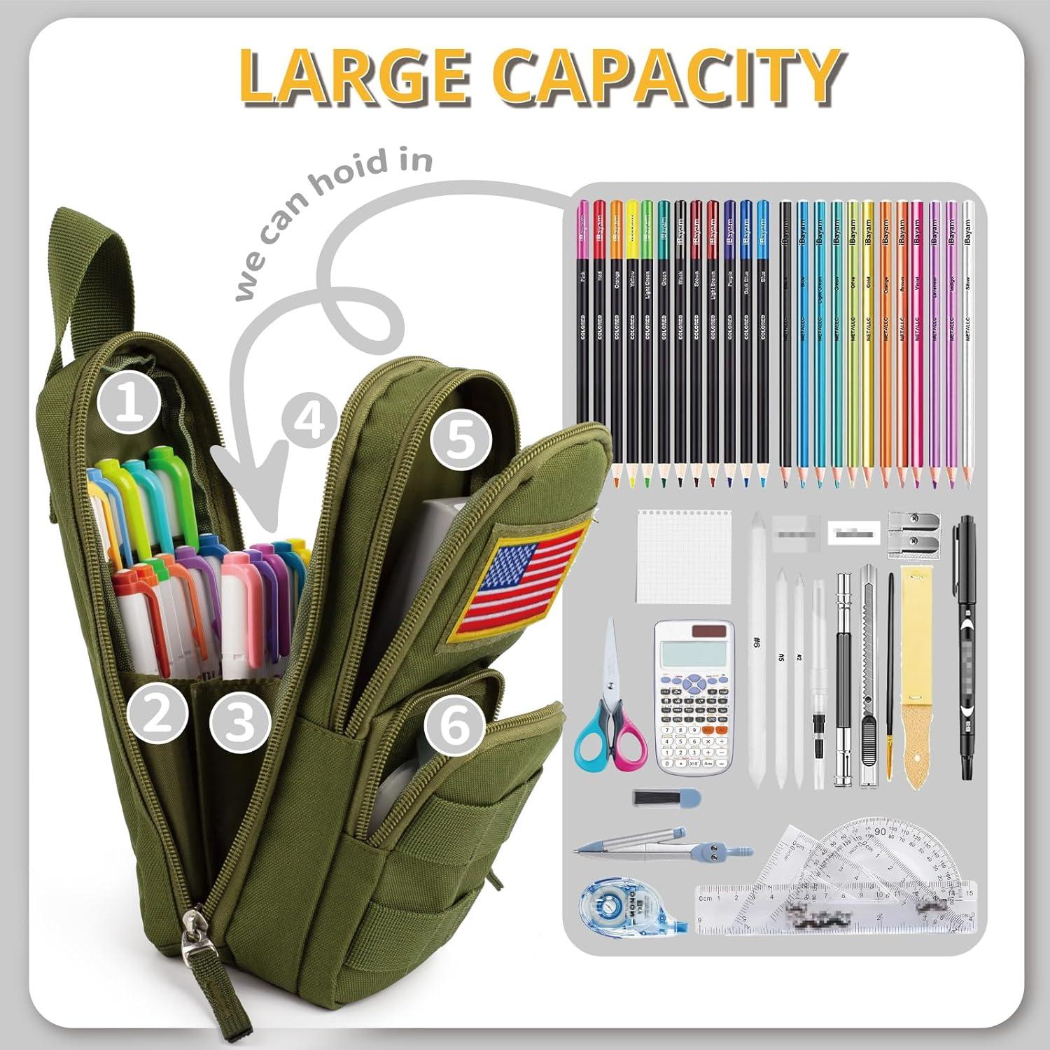 Estuche Táctico BERRYRIZZ Verde Organizador de Lápices 22x10cm
