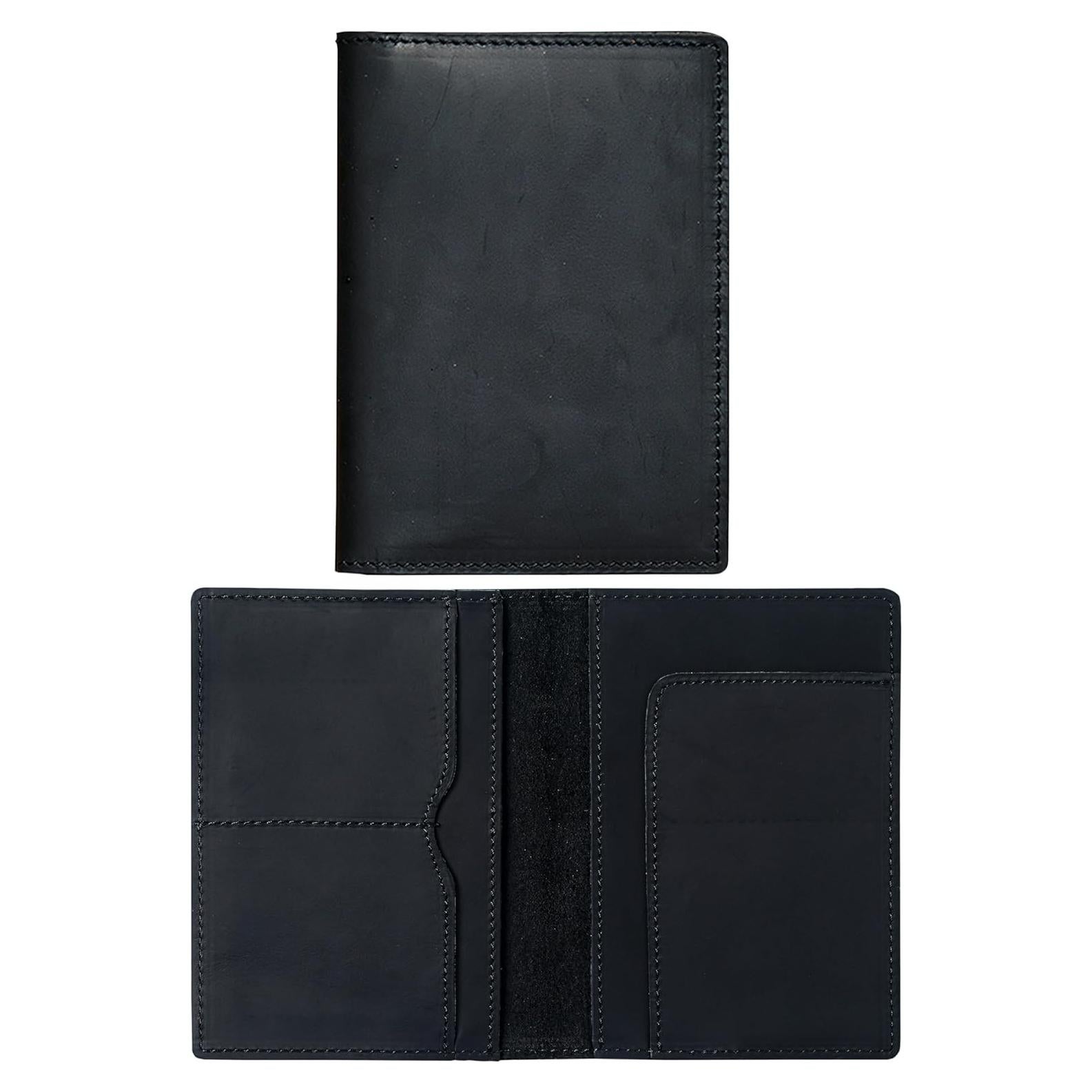 Funda de Pasaporte de Cuero HIFA - Hecha a Mano, Diseño Elegante, Negro