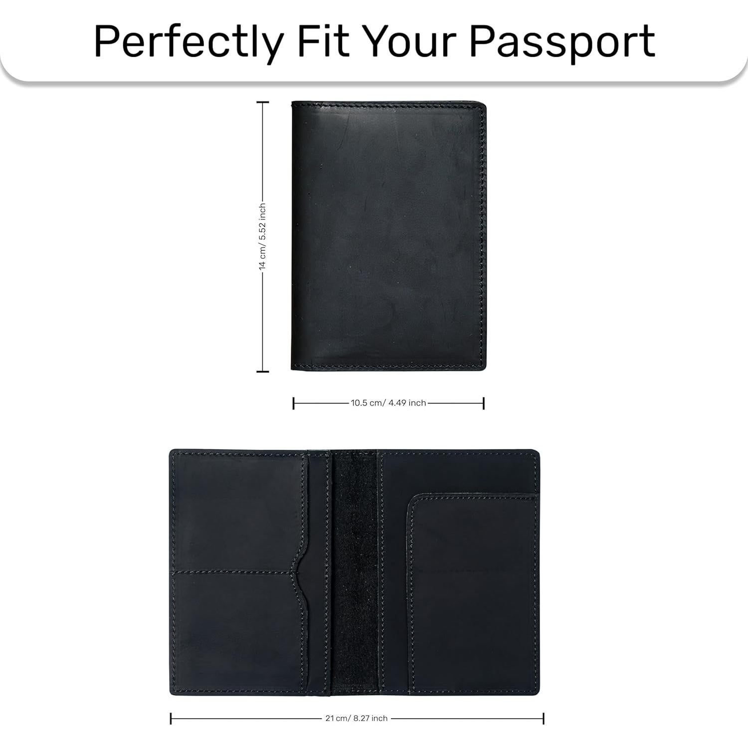 Funda de Pasaporte de Cuero HIFA - Hecha a Mano, Diseño Elegante, Negro