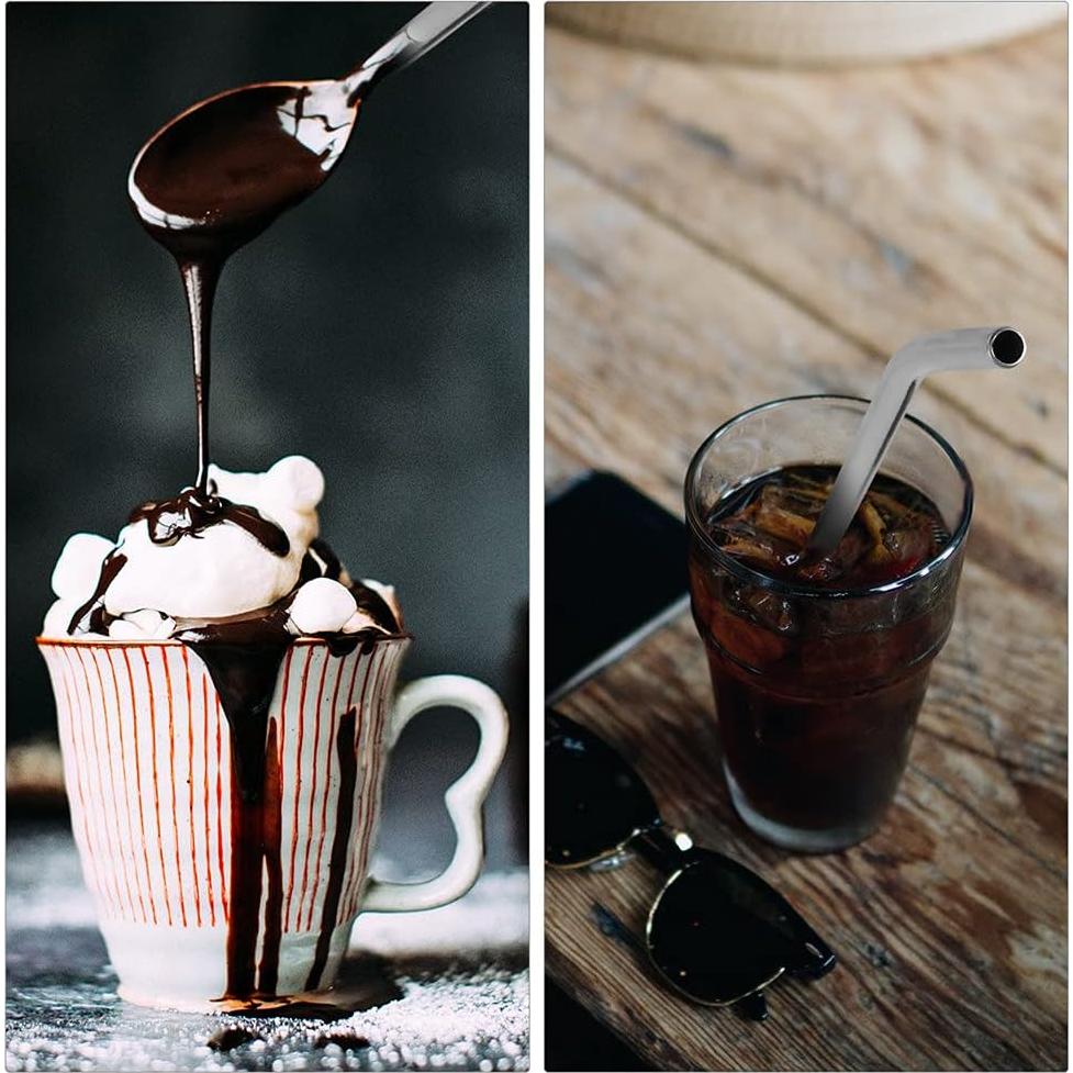 Pajitas Cucharas de Acero Inoxidable Sorfia 2 Pcs 21.3 cm