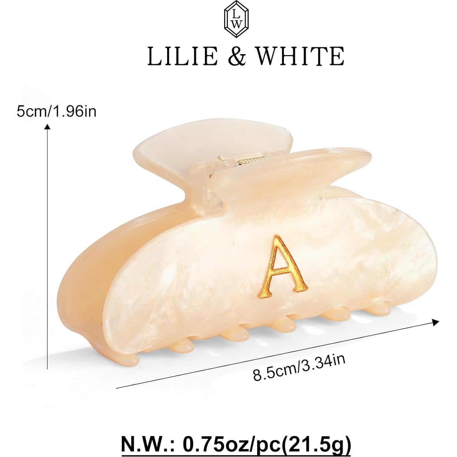 Clip de Pelo Acrílico LILIE&WHITE con Letra A - 8.5x5 cm