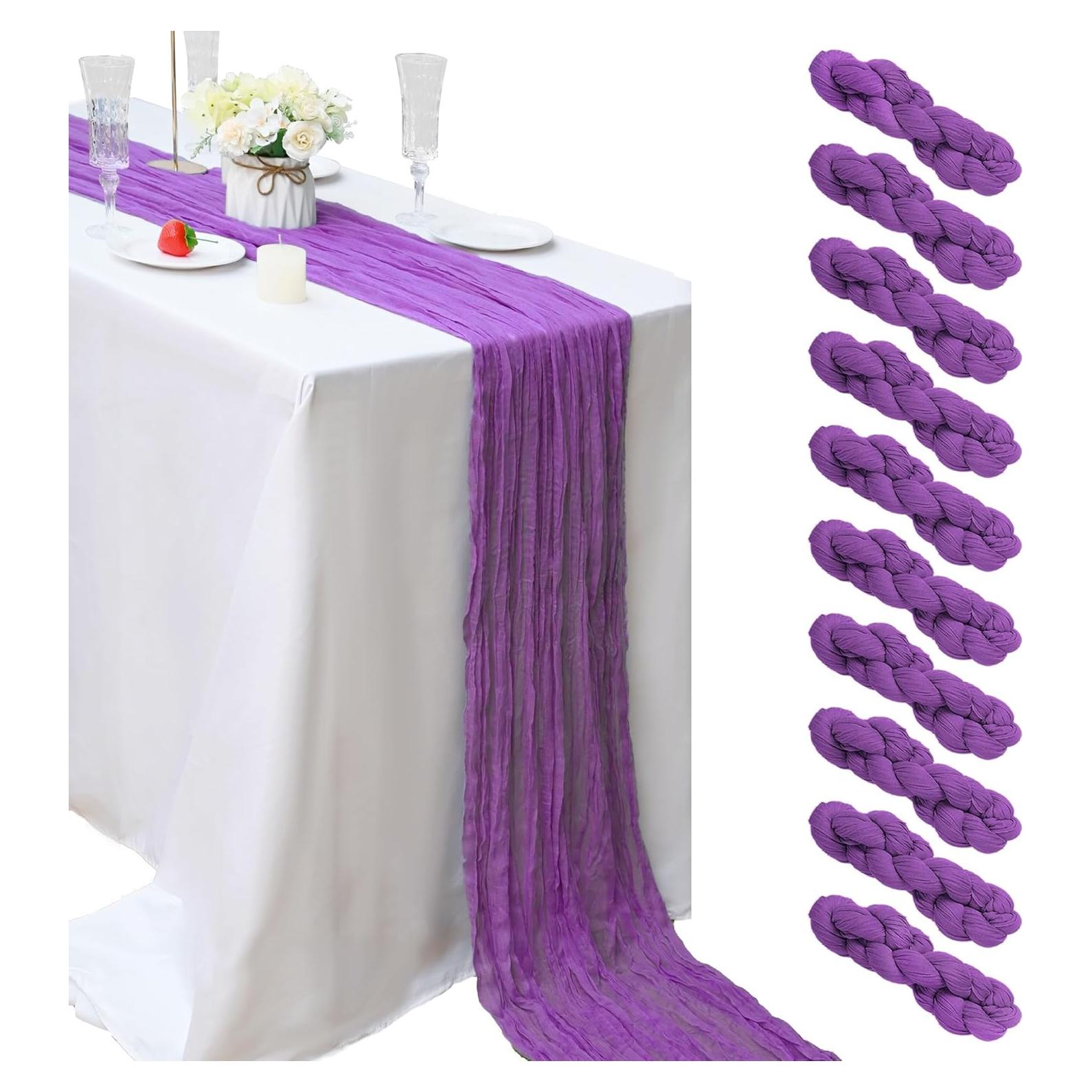 Correr de Mesa de Gasa Morado 10 Pcs 58.5x300 cm SATULGAU