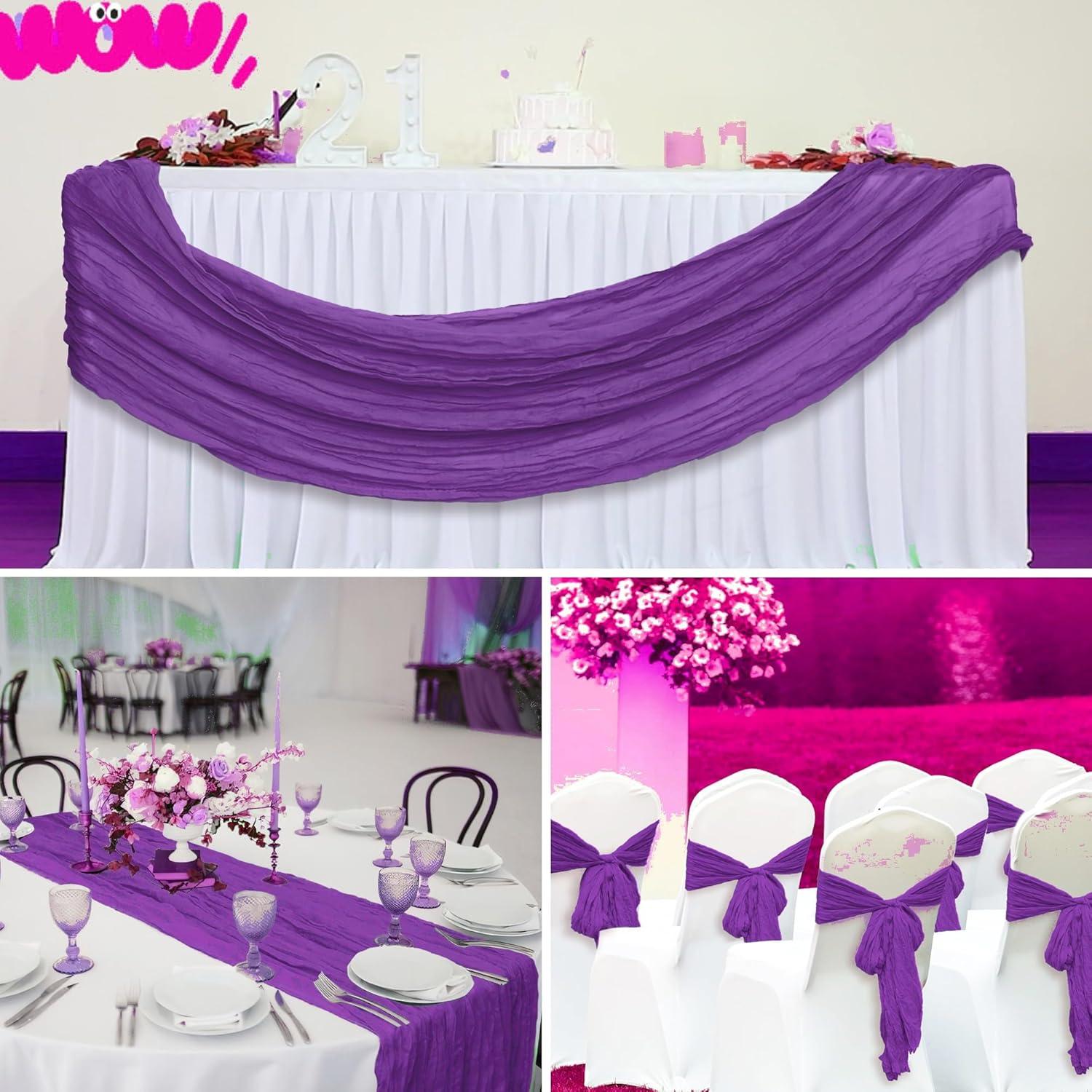 Correr de Mesa de Gasa Morado 10 Pcs 58.5x300 cm SATULGAU