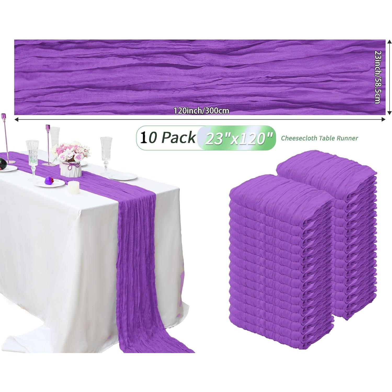 Correr de Mesa de Gasa Morado 10 Pcs 58.5x300 cm SATULGAU