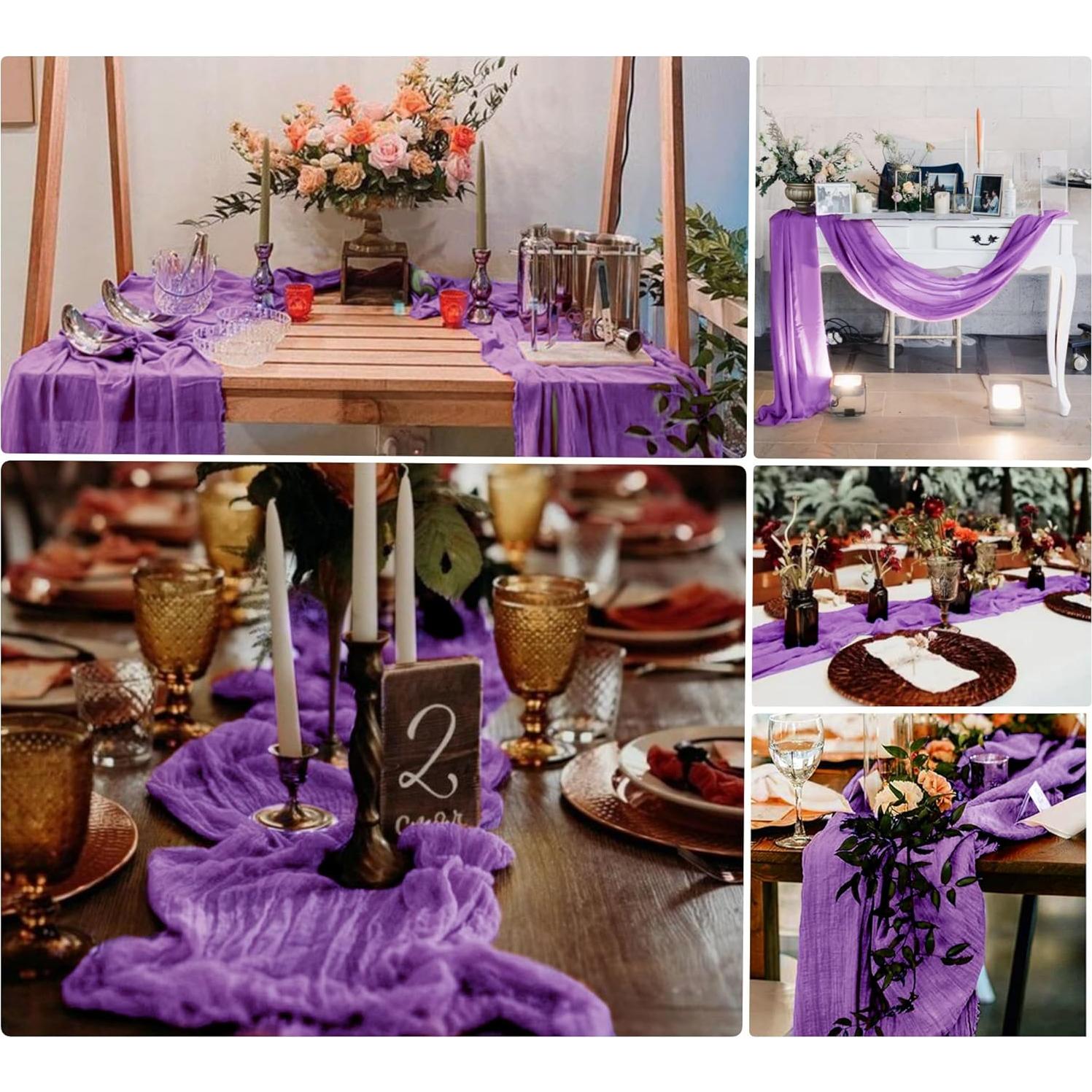 Correr de Mesa de Gasa Morado 10 Pcs 58.5x300 cm SATULGAU