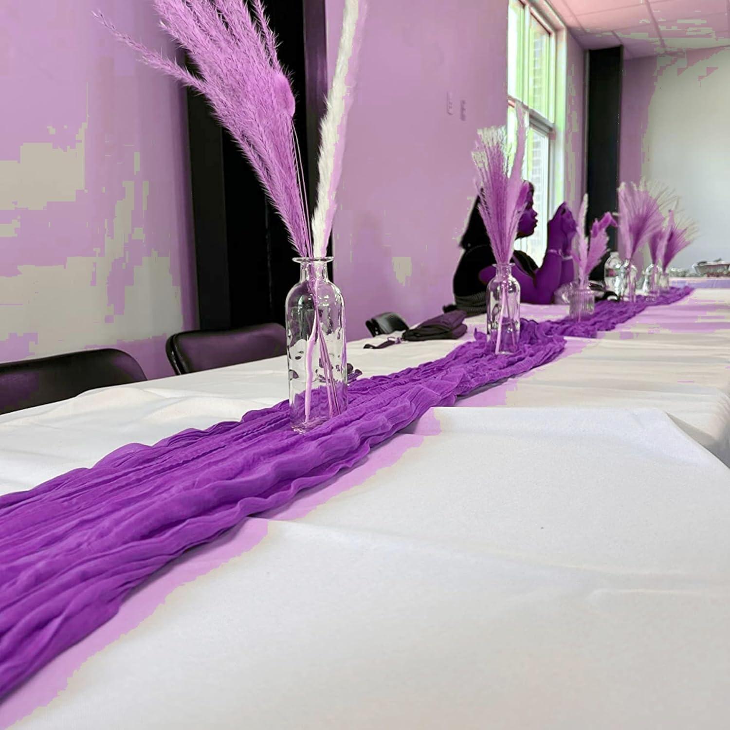 Correr de Mesa de Gasa Morado 10 Pcs 58.5x300 cm SATULGAU