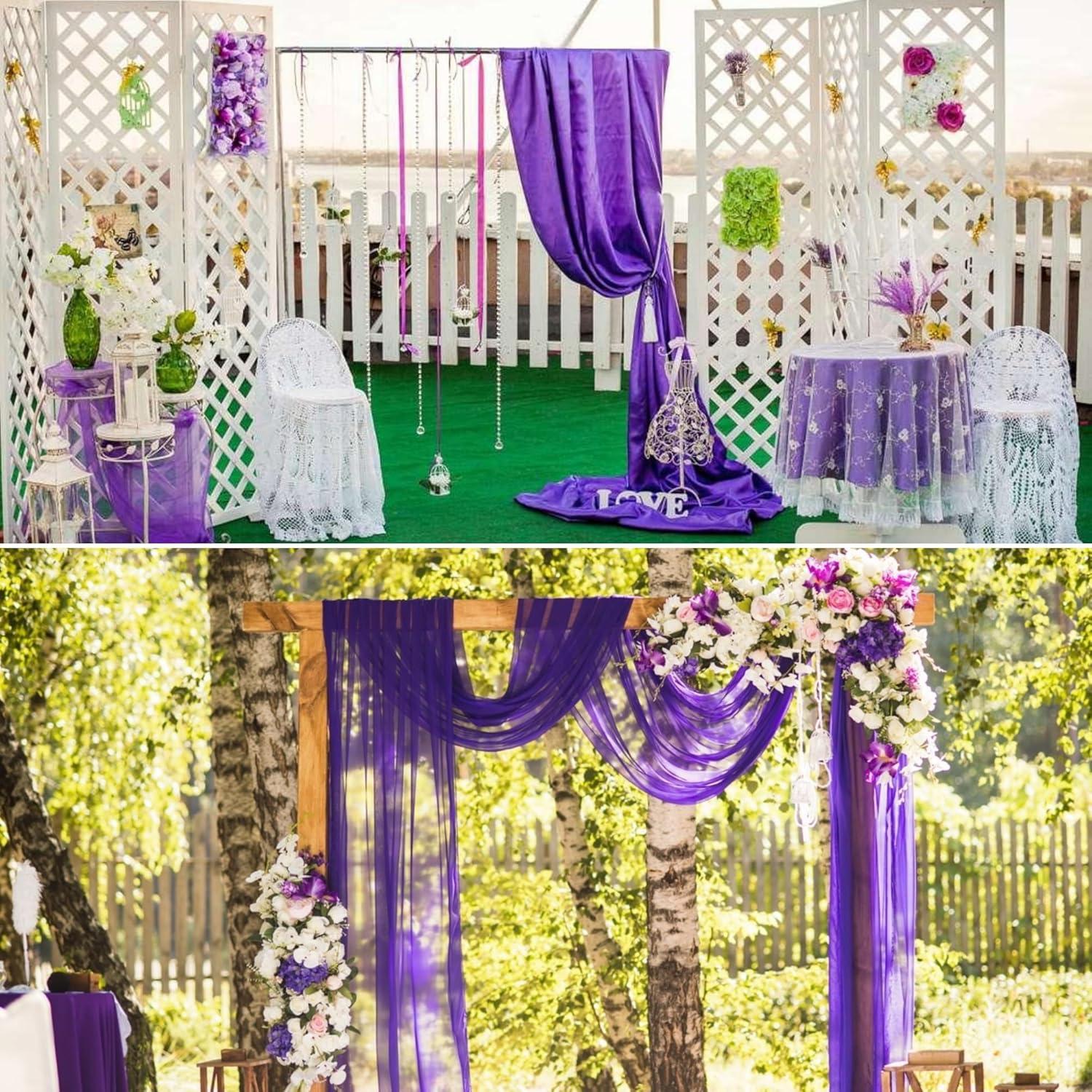 Correr de Mesa de Gasa Morado 10 Pcs 58.5x300 cm SATULGAU