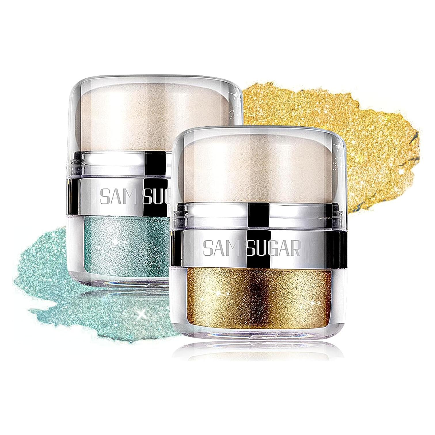 Polvo Iluminador Brillante 2PCS Afmicat - Cian/Oro 68g