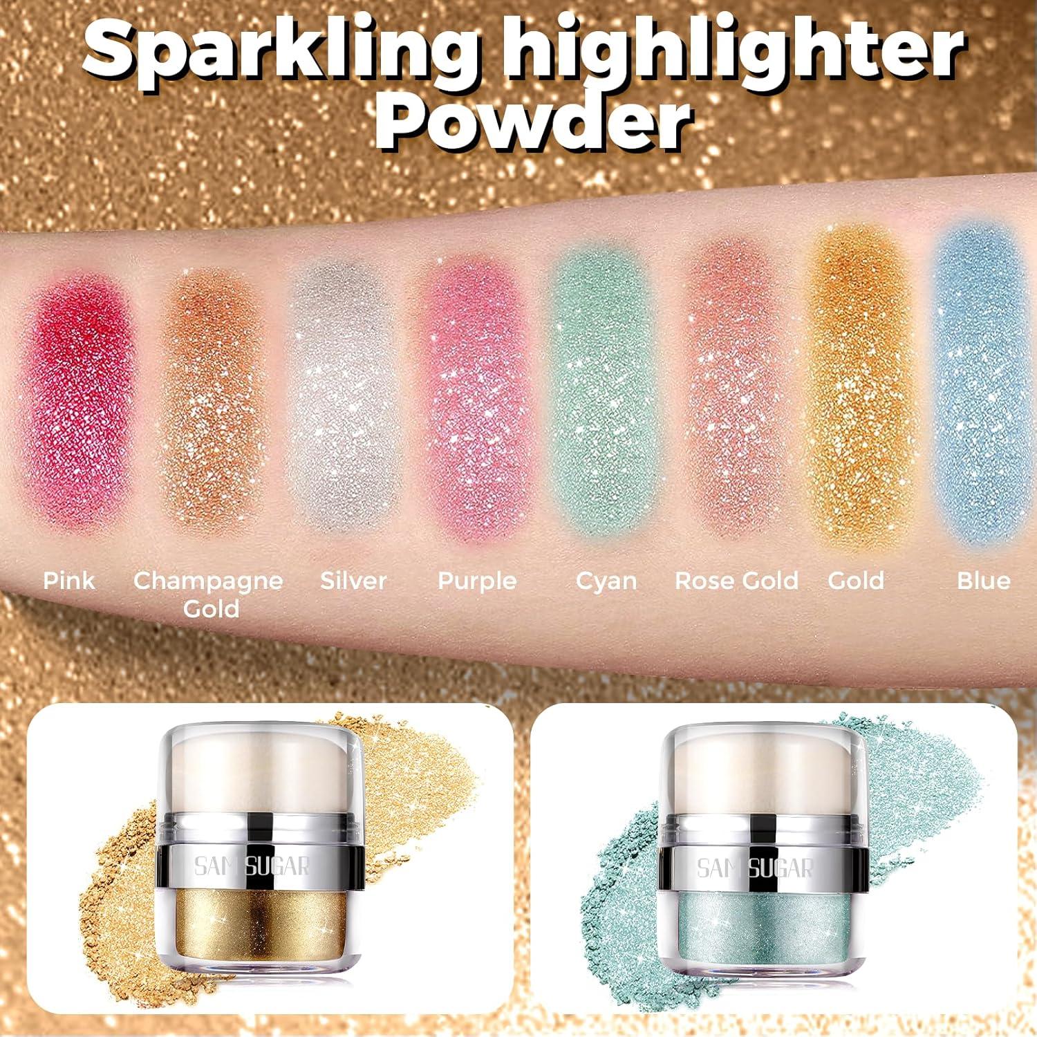 Polvo Iluminador Brillante 2PCS Afmicat - Cian/Oro 68g