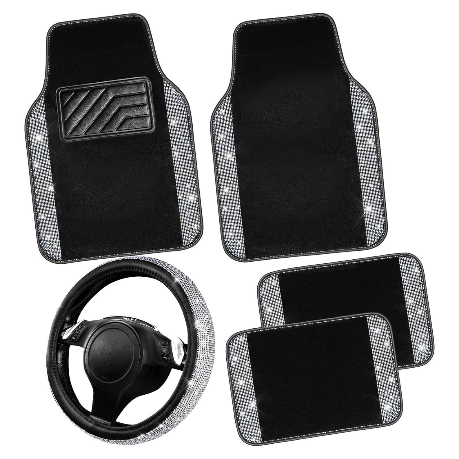 Juego de Alfombrillas y Cubierta de Volante CAR PASS 5 Piezas