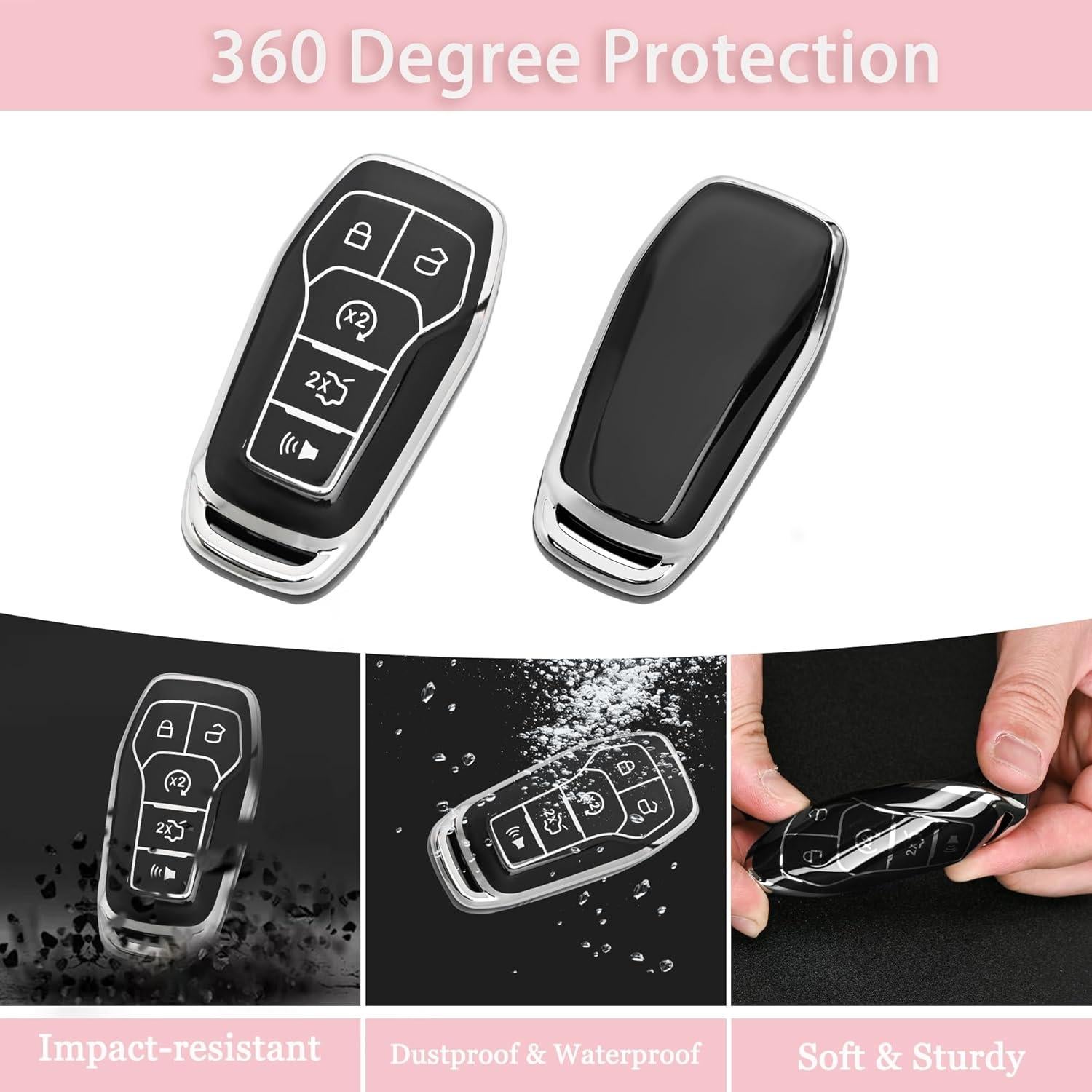 Cubierta de Llavero TPU Ford Lincoln - Protección 360° Negra