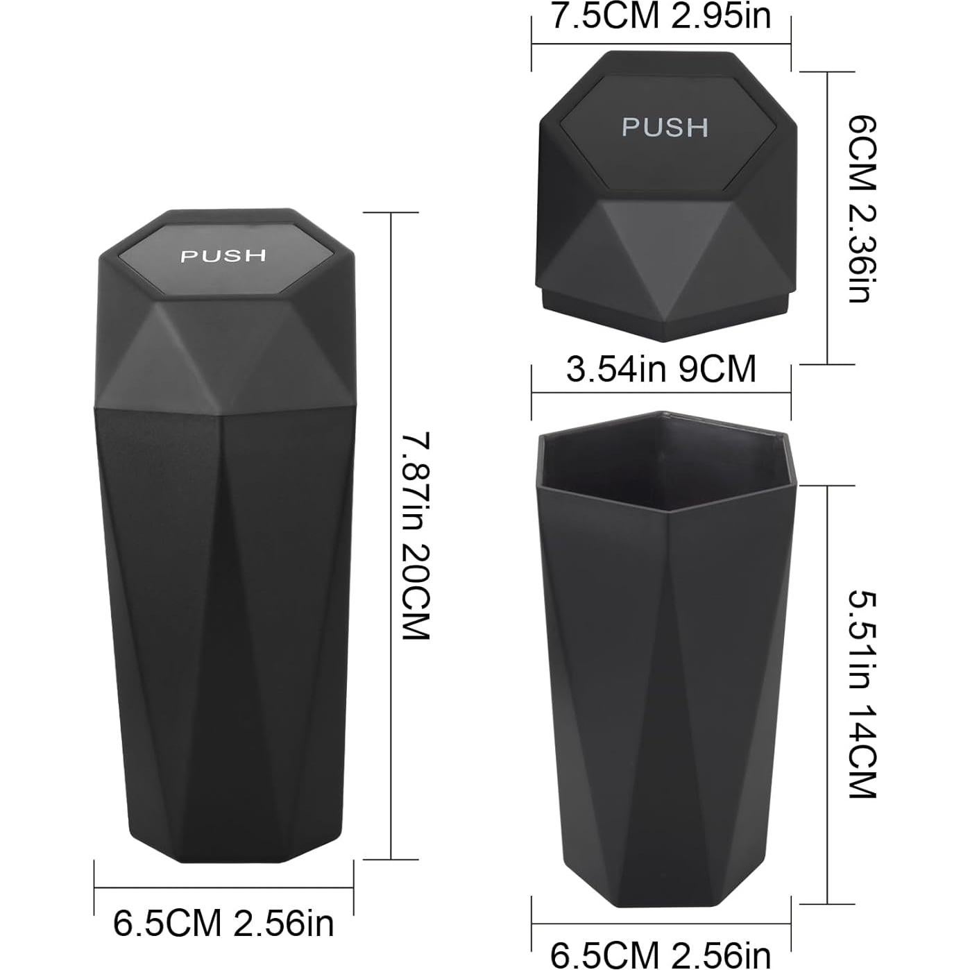 Basurero de Auto LoyaGour Mini con Tapa, Negro, 20 cm