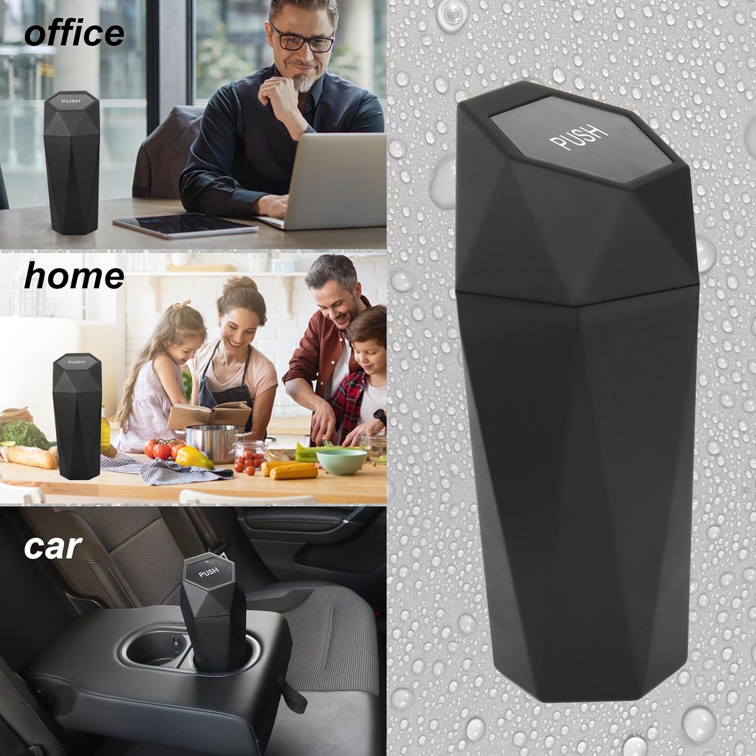 Basurero de Auto LoyaGour Mini con Tapa, Negro, 20 cm