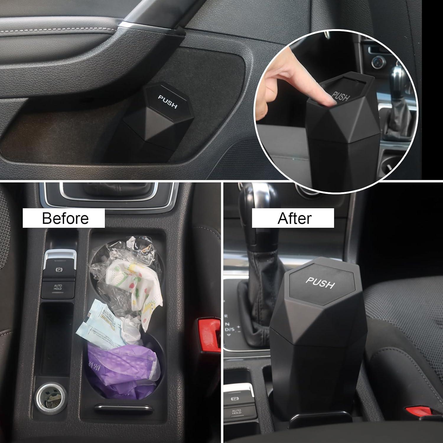 Basurero de Auto LoyaGour Mini con Tapa, Negro, 20 cm