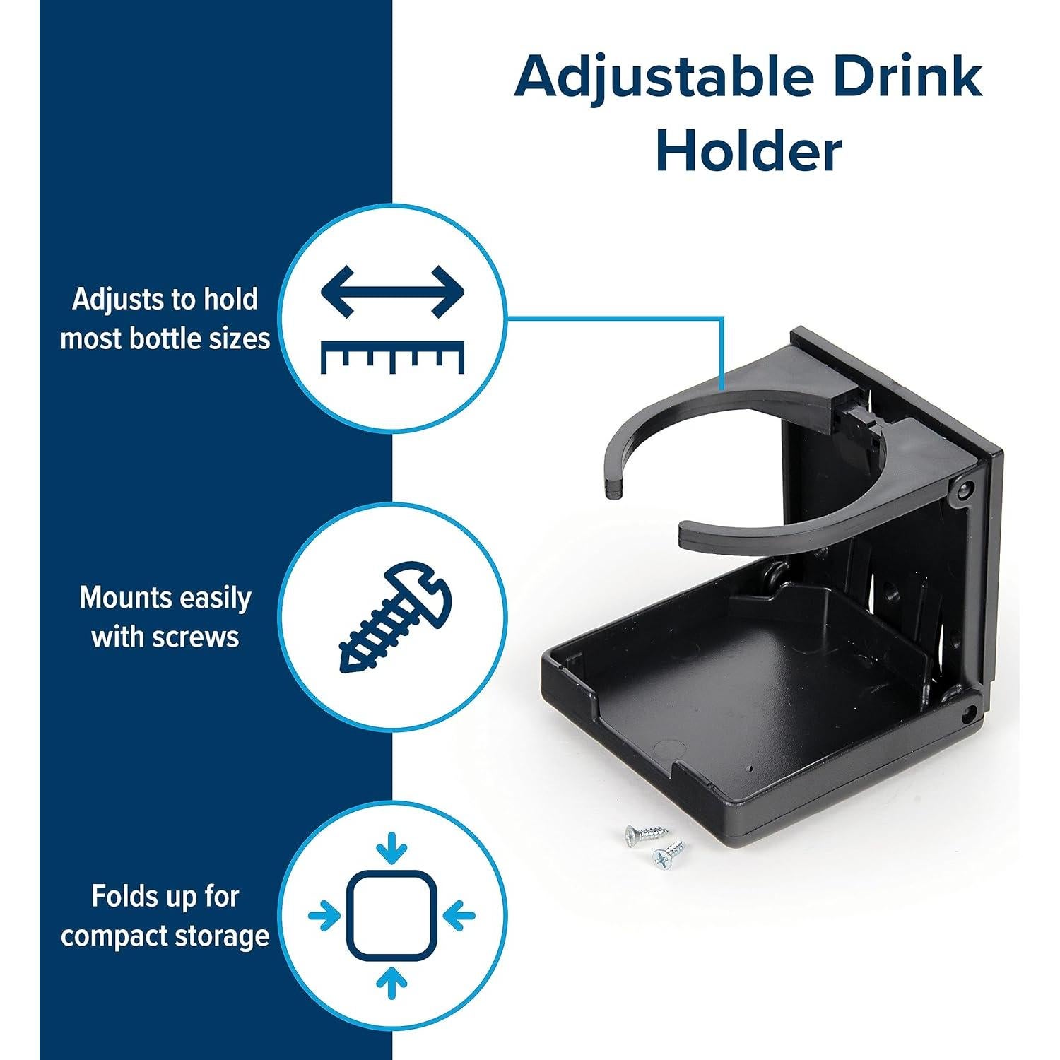 Soporte para Bebidas Ajustable Camco 44044 - Negro - Para RV y Autos