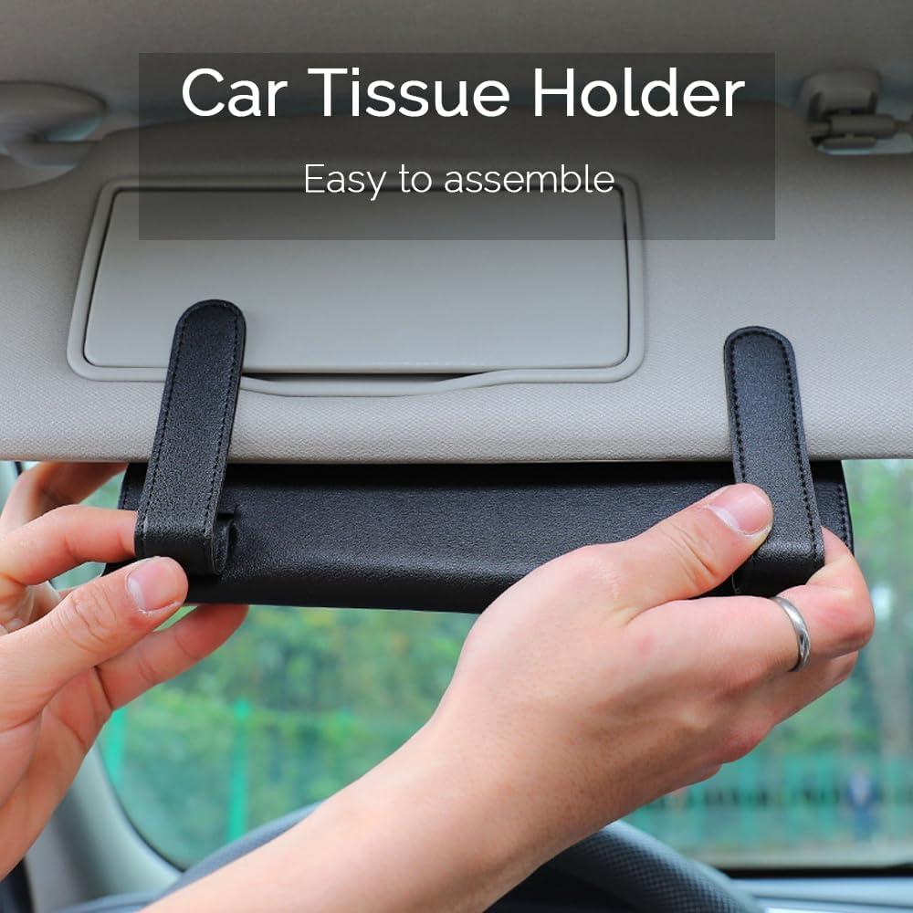 Soporte de Tejidos para Auto Biyrly - Funda de Cuero PU Negro