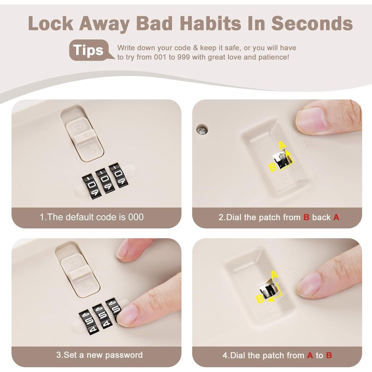 Caja de Almacenamiento Bloqueable chefeggukk 23.5x12.8 cm Beige