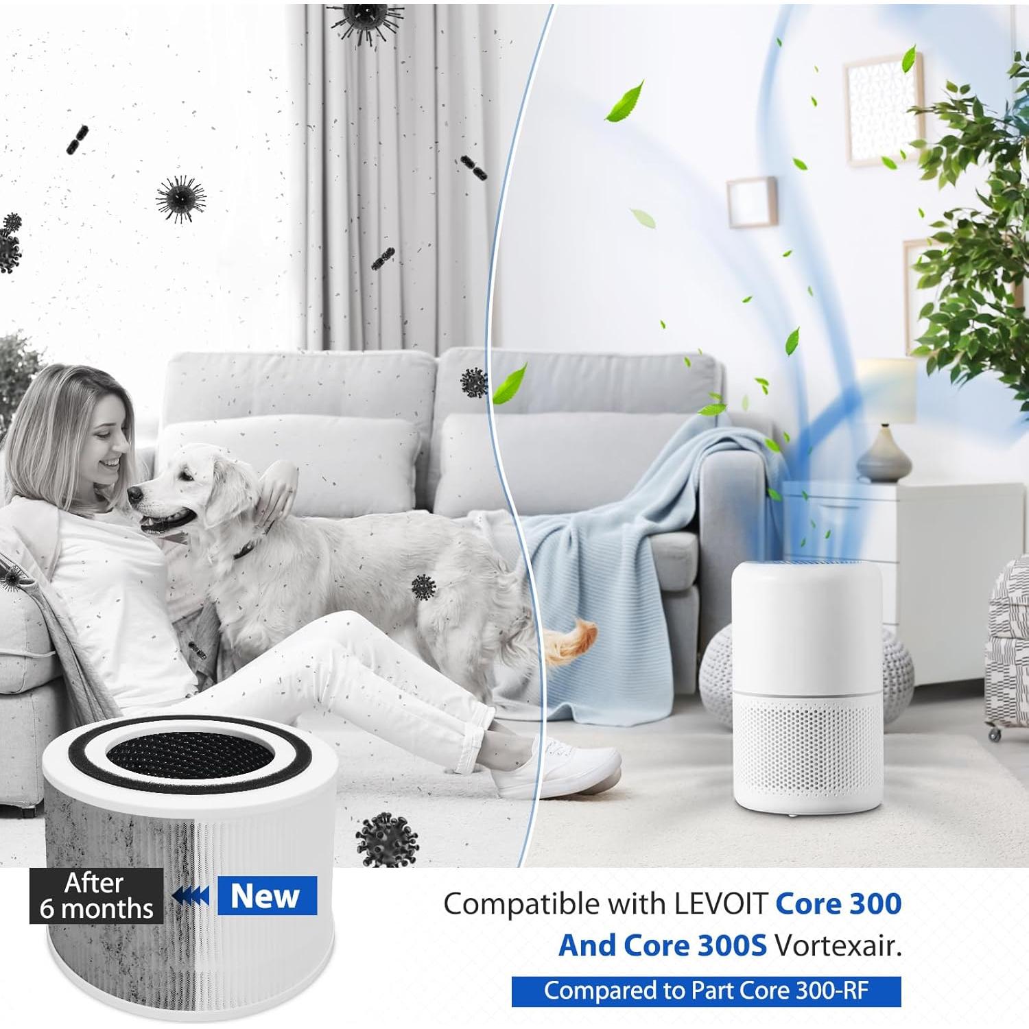 Filtro HEPA Colorfullife para Purificador LEVOIT Core 300 - 2 Unidades